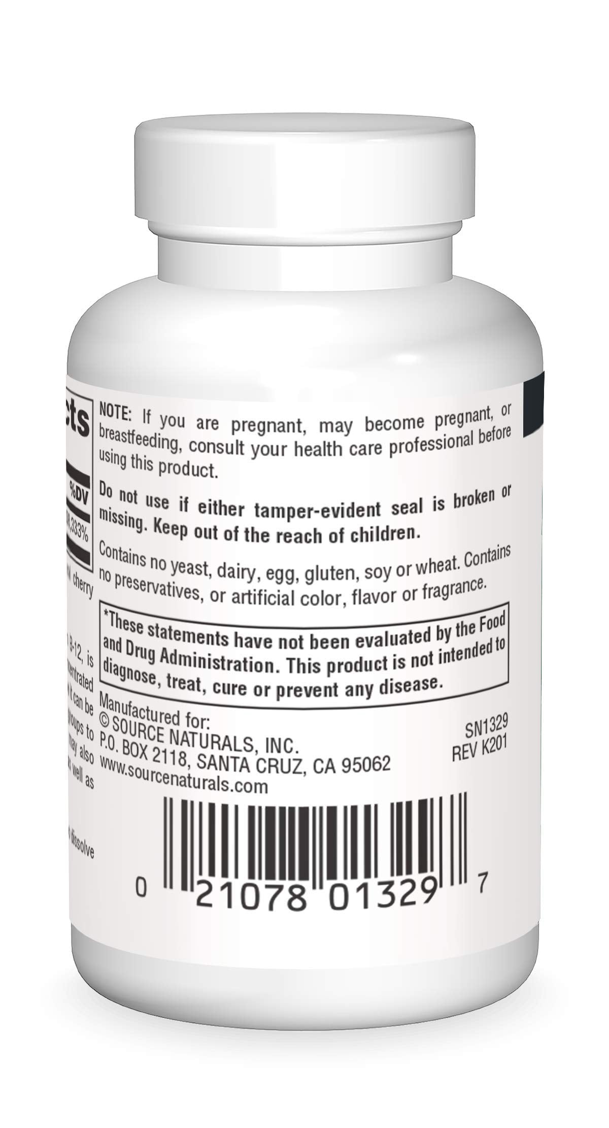Source Naturals Vitamin B-12 Methylcobalamin 32g Lozenge packaging
