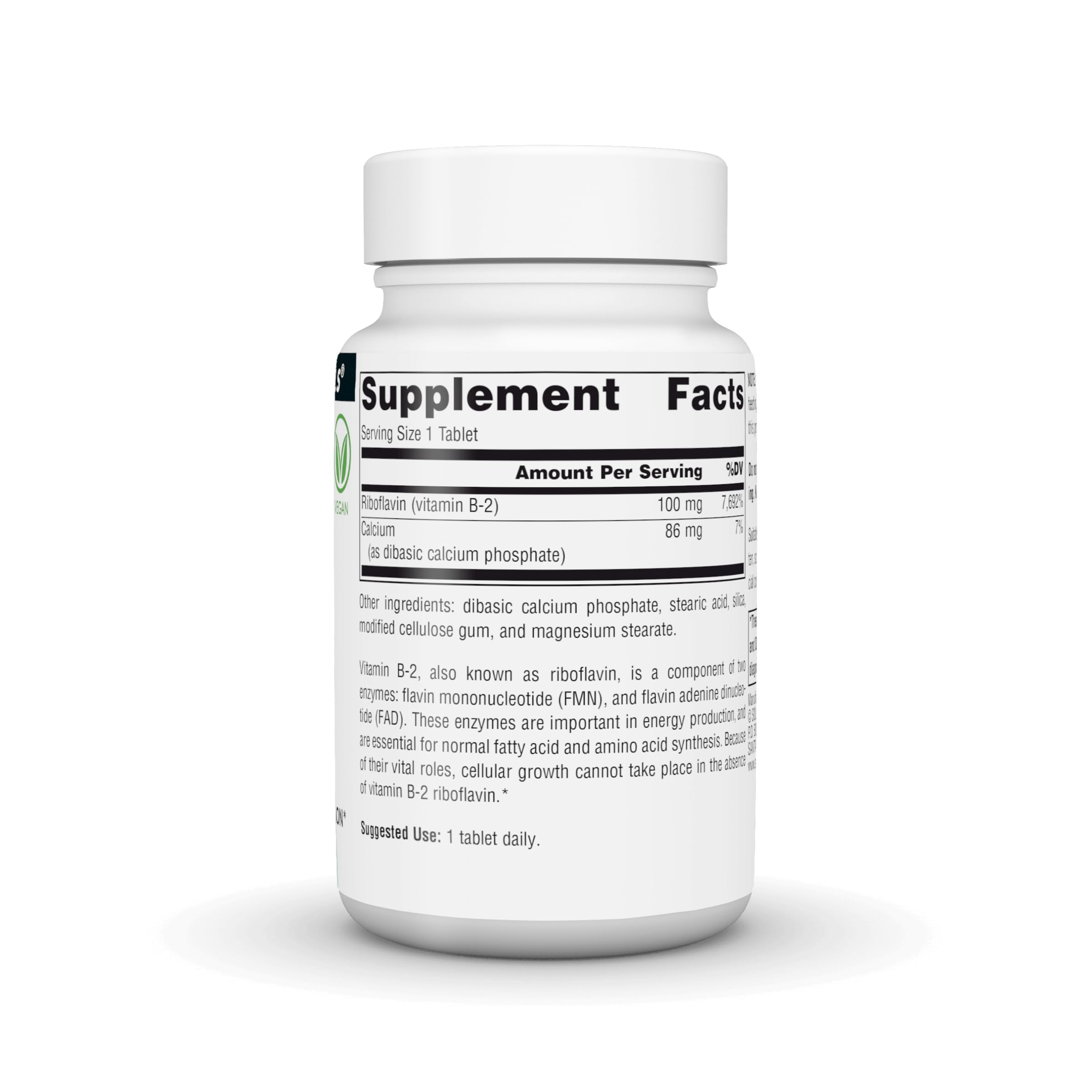 Source Naturals Vitamin B-2 riboflavin supplement back view