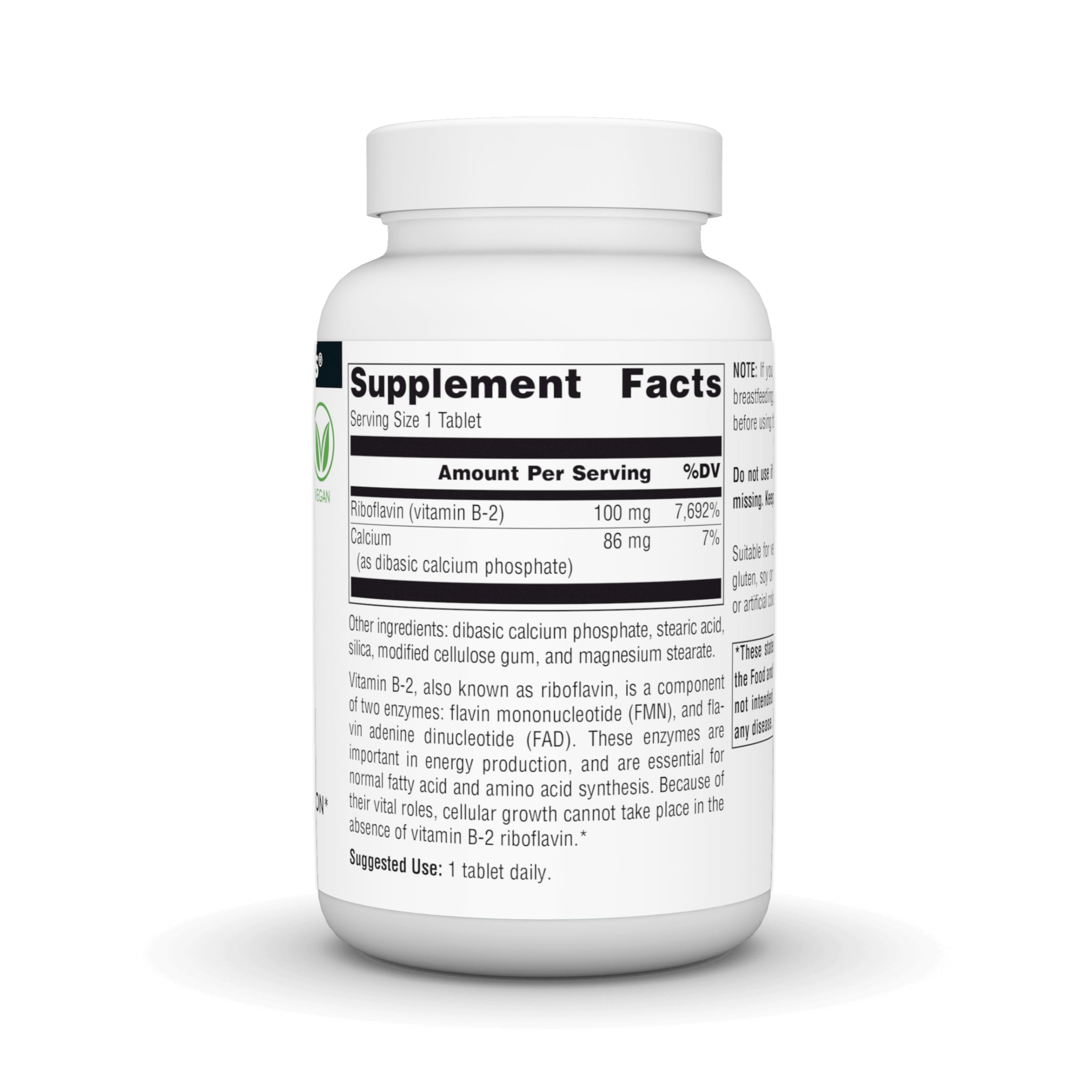 Source Naturals Vitamin B-2 Riboflavin Supplement back view
