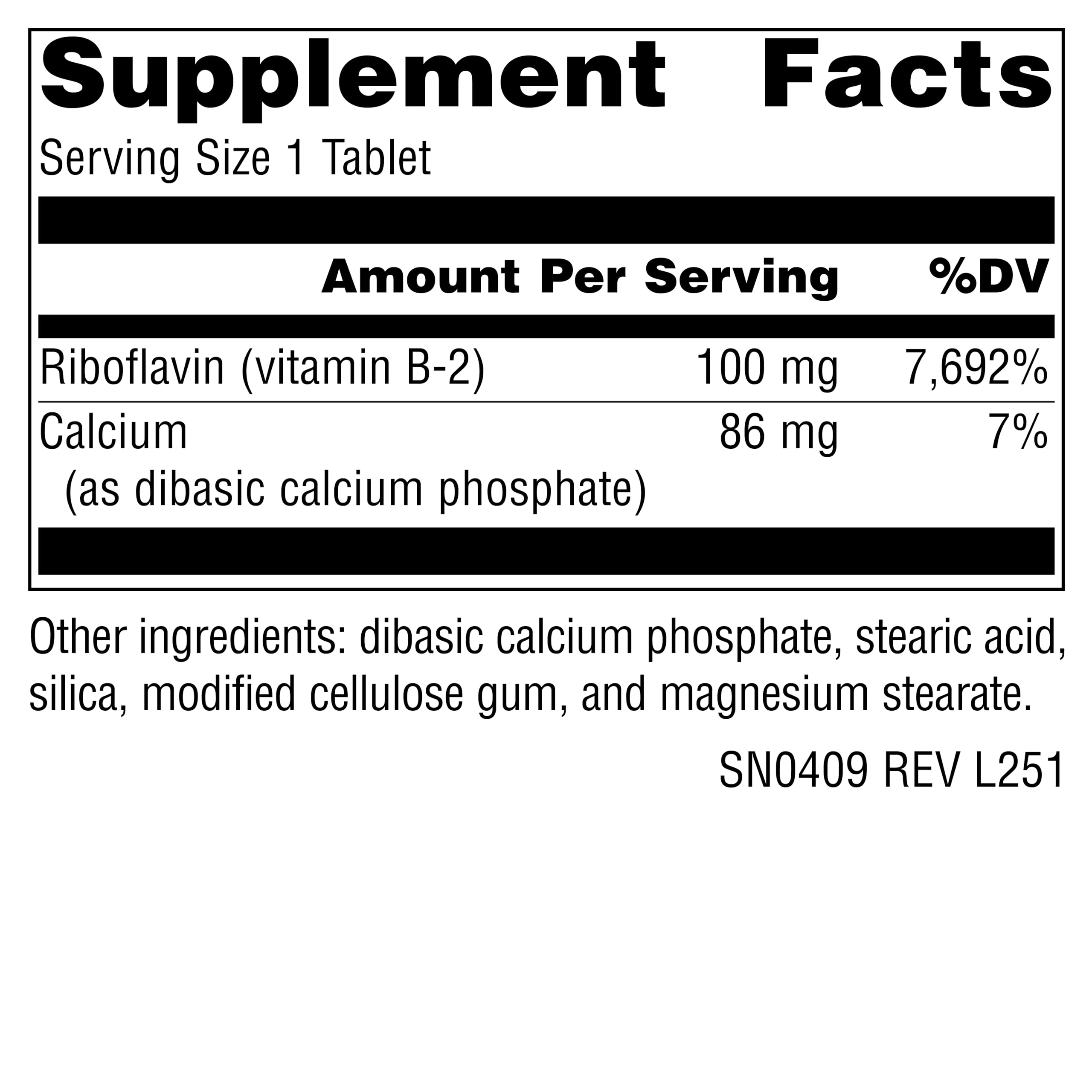Source Naturals Vitamin B-2 riboflavin supplement side view