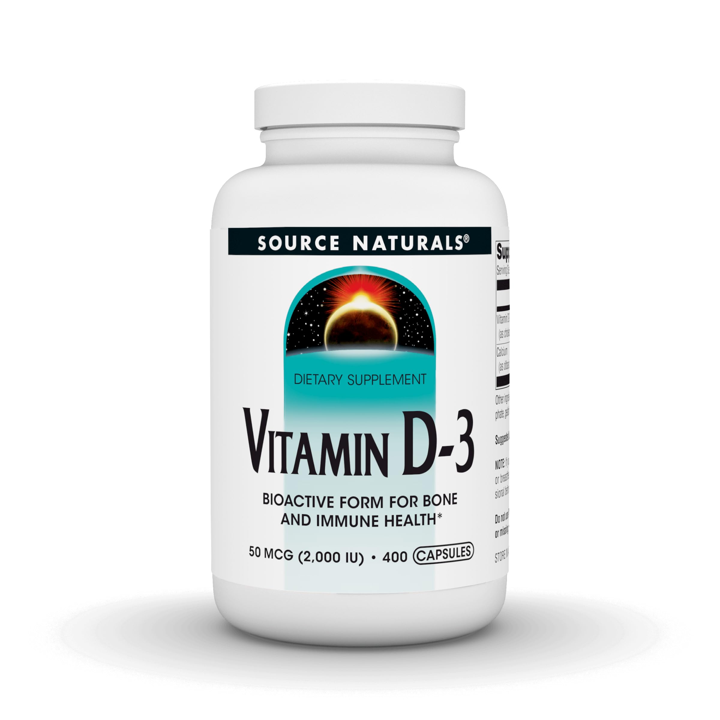 Source Naturals Vitamin D-3 45g capsules front view