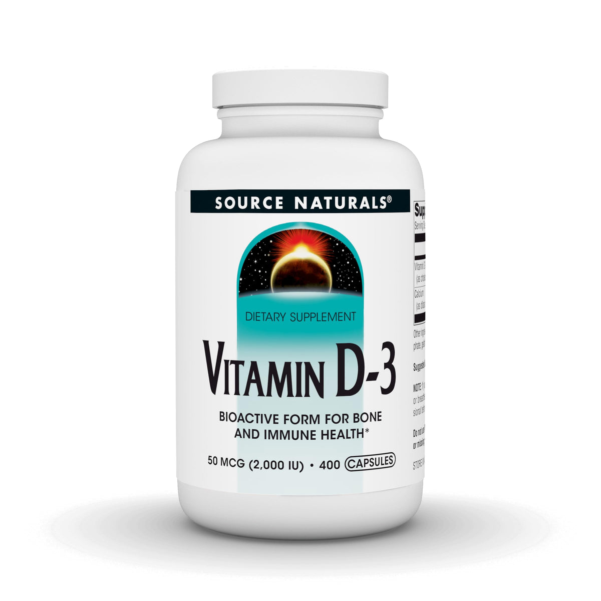 Source Naturals Vitamin D-3 45g capsules front view