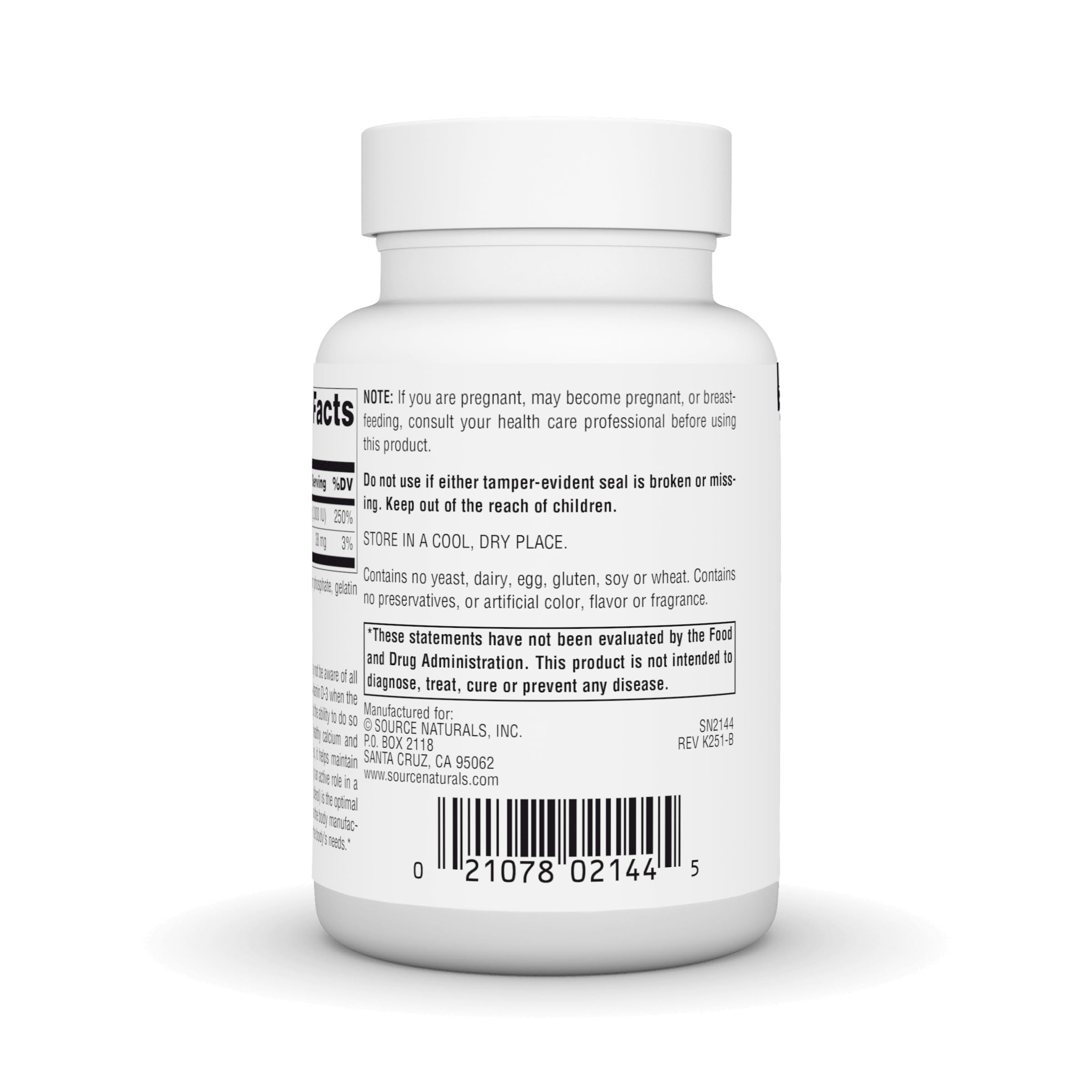 Source Naturals Vitamin D-3 capsule close-up