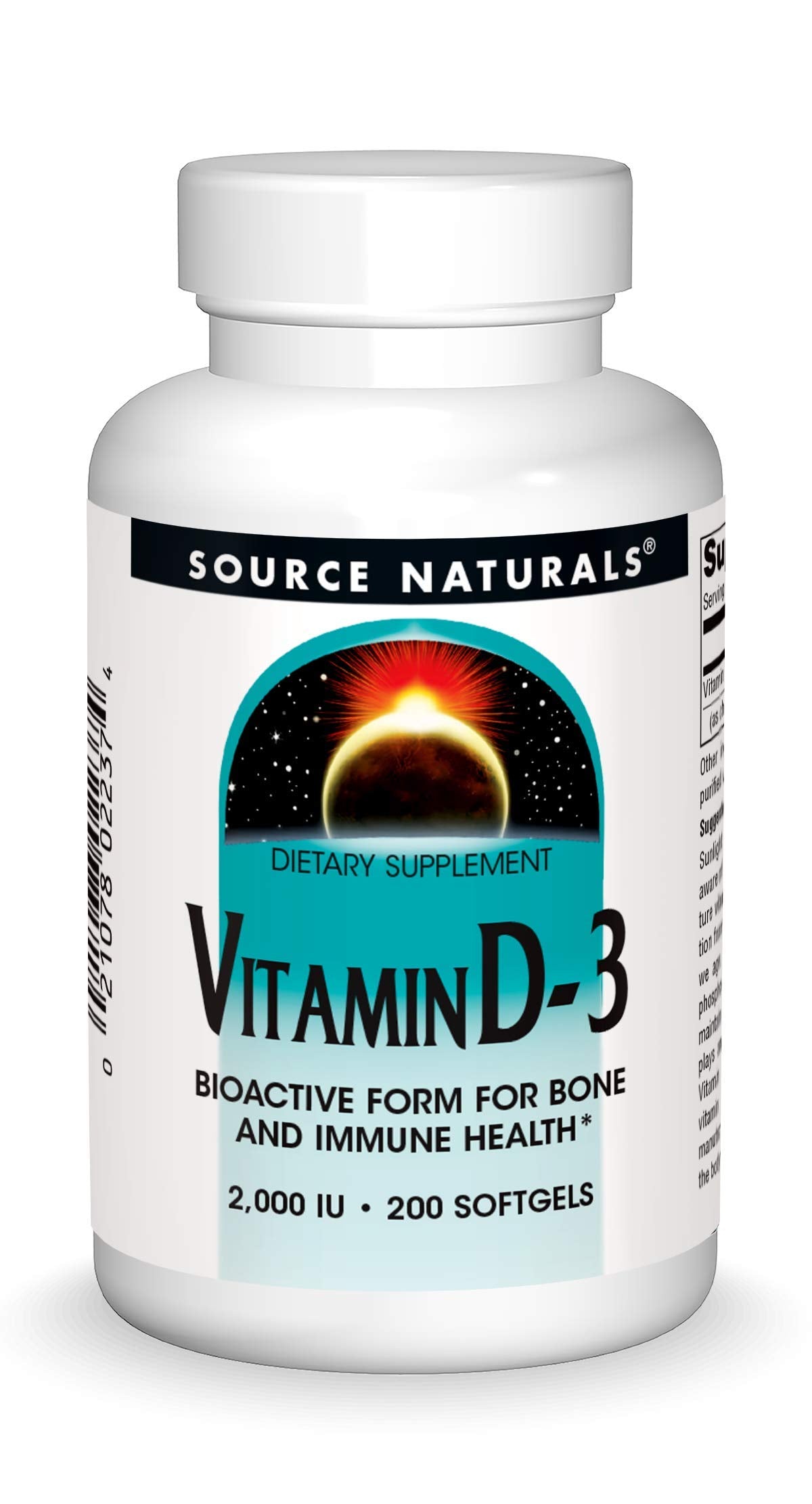 Source Naturals Vitamin D-3 Softgels front view packaging