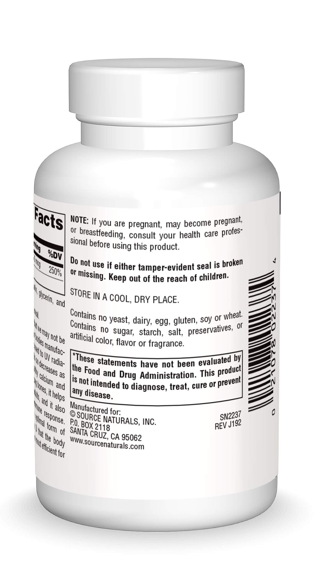 Source Naturals Vitamin D-3 Softgels side view showing softgel
