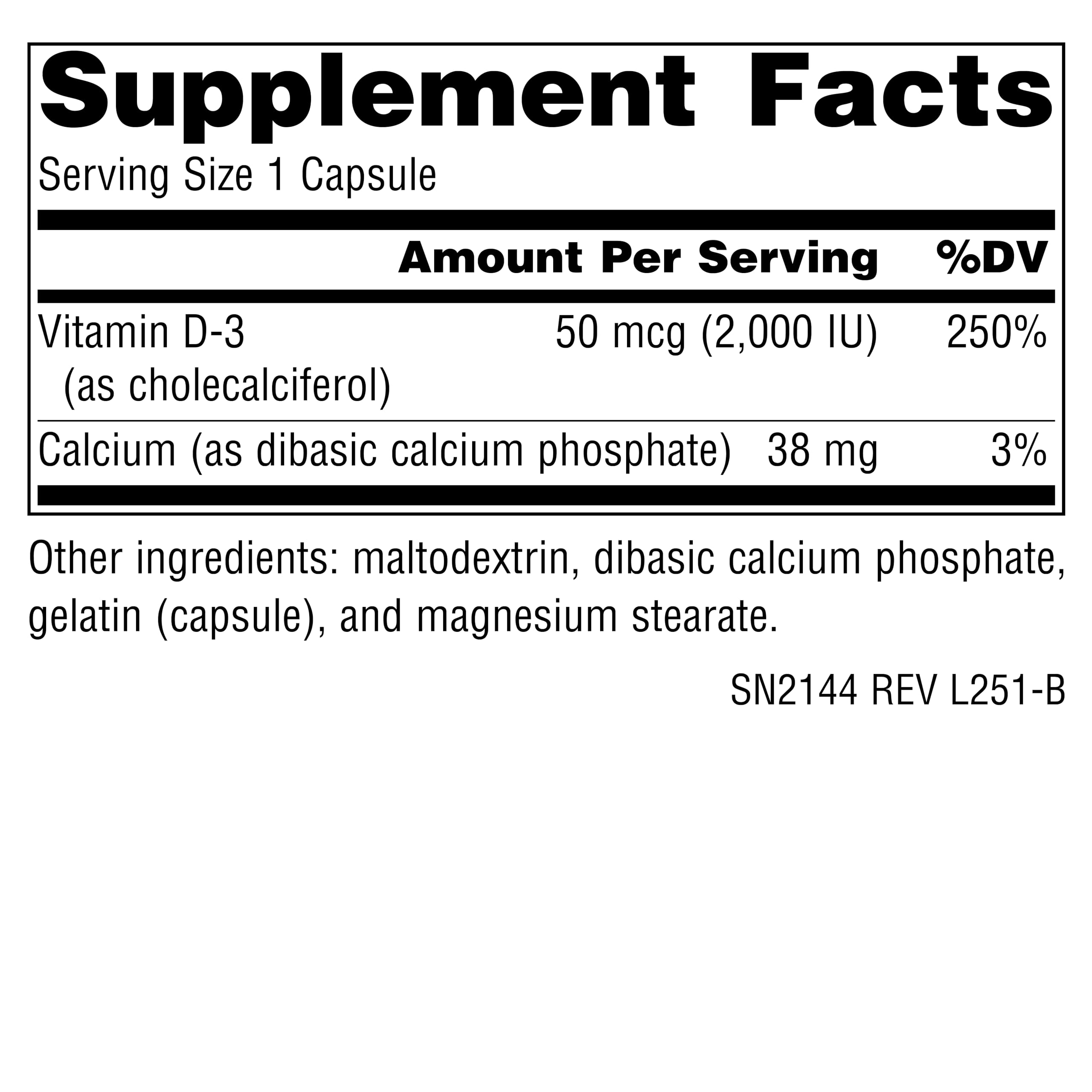 Source Naturals Vitamin D-3 supplement bottle side view