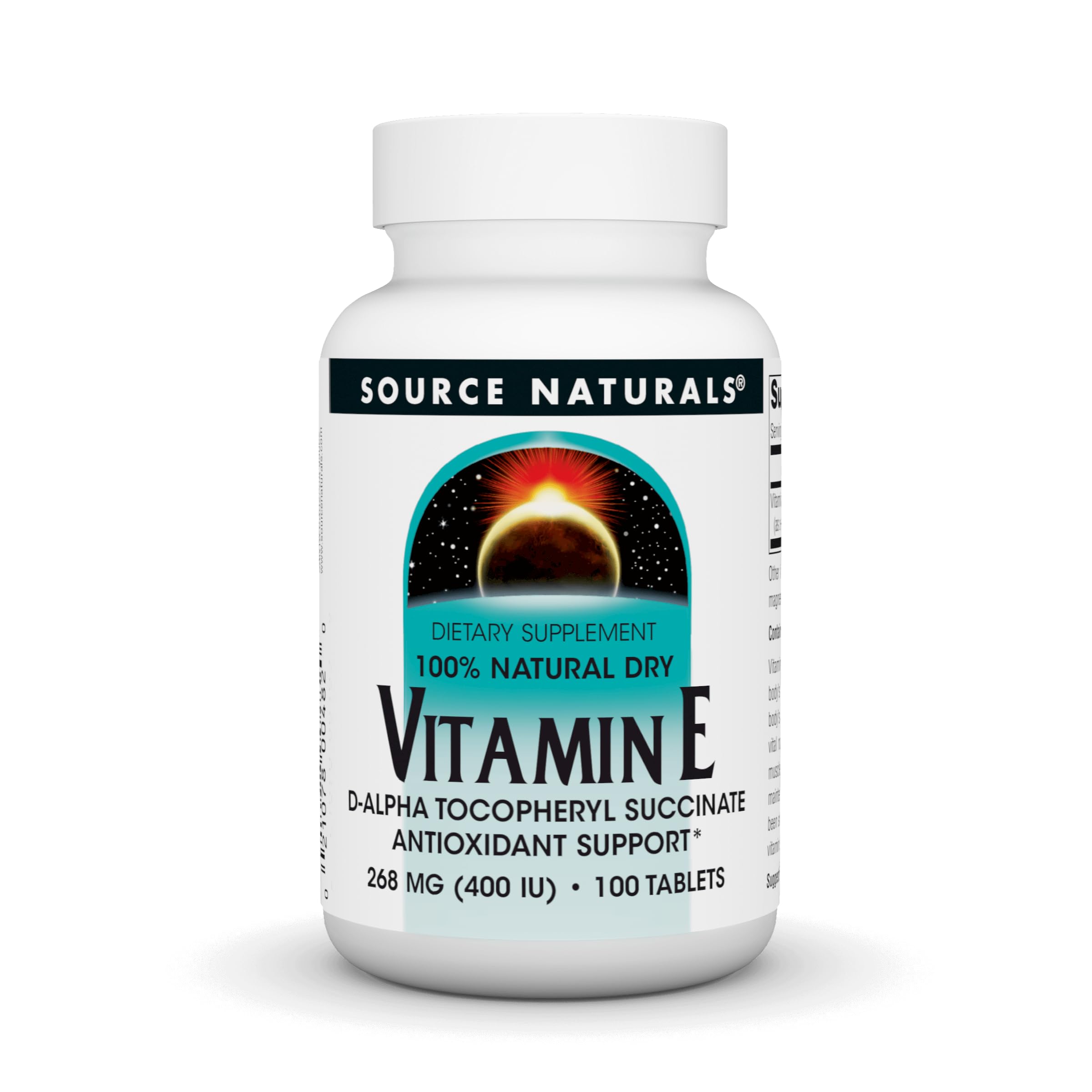 Source Naturals Vitamin E 400 IU supplement front view
