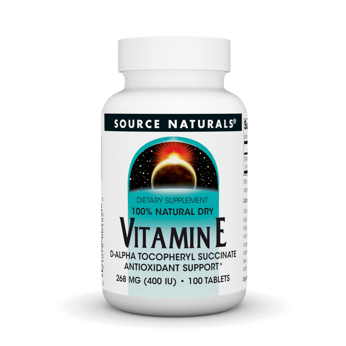 Source Naturals Vitamin E 400 IU supplement front view