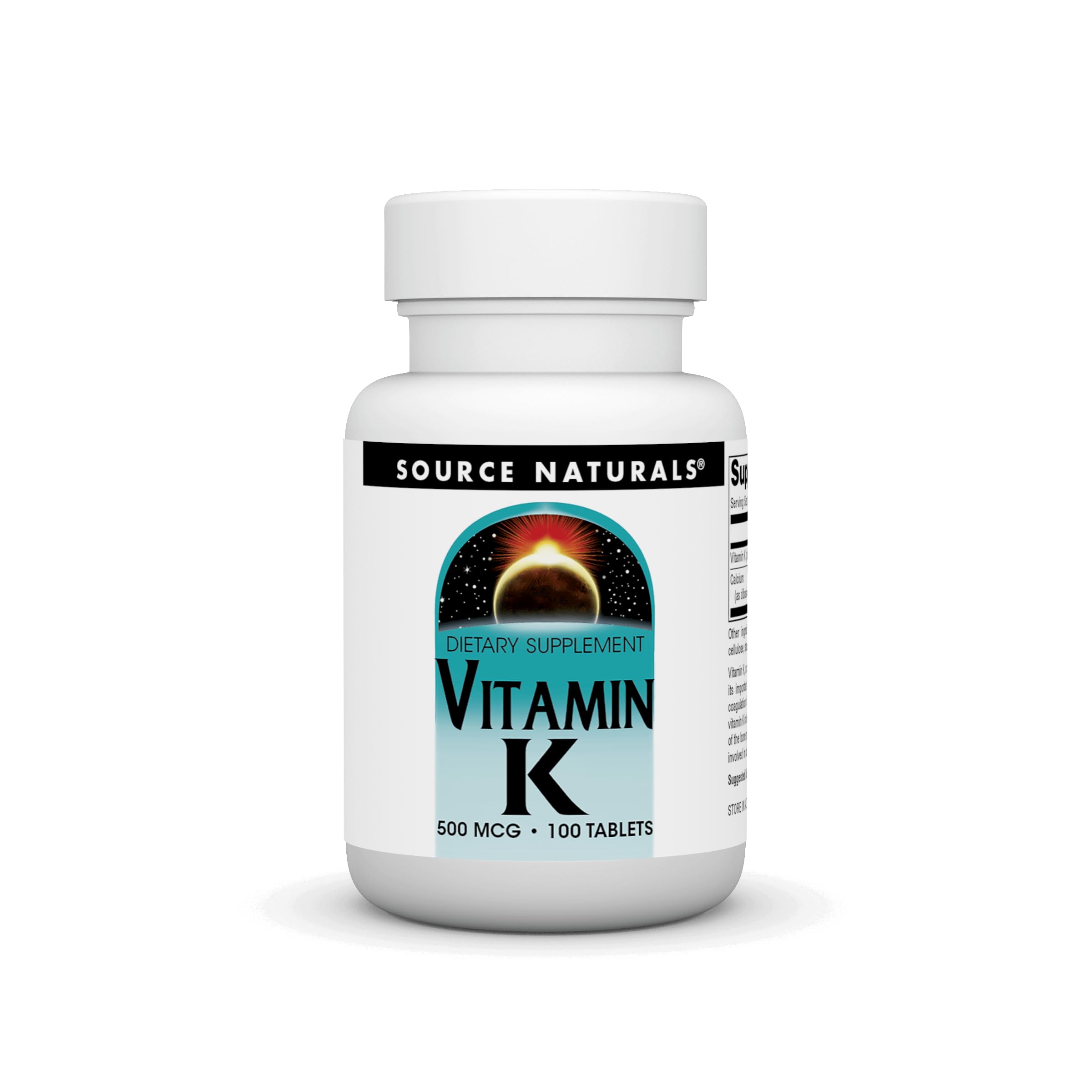 Source Naturals Vitamin K1 Supplement 500 mcg tablet front view