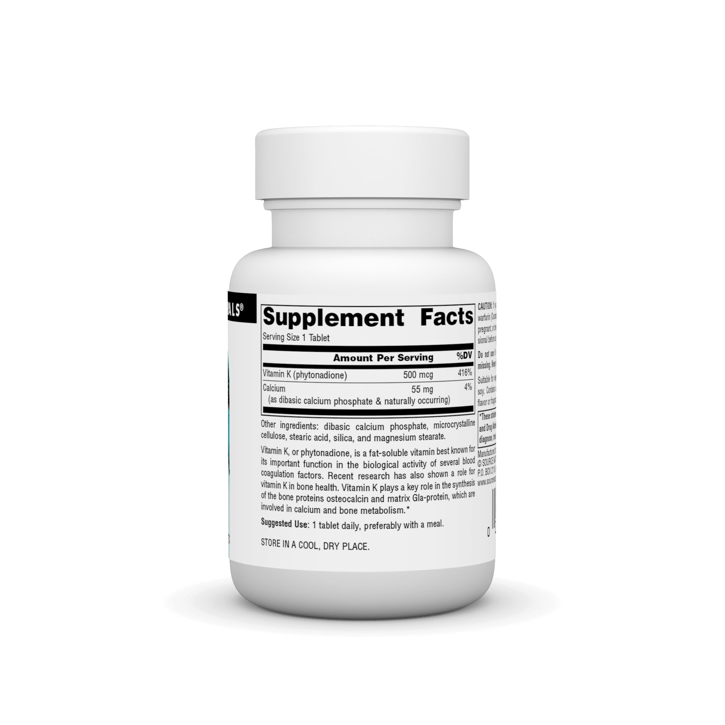 Source Naturals Vitamin K1 Supplement packaging side view