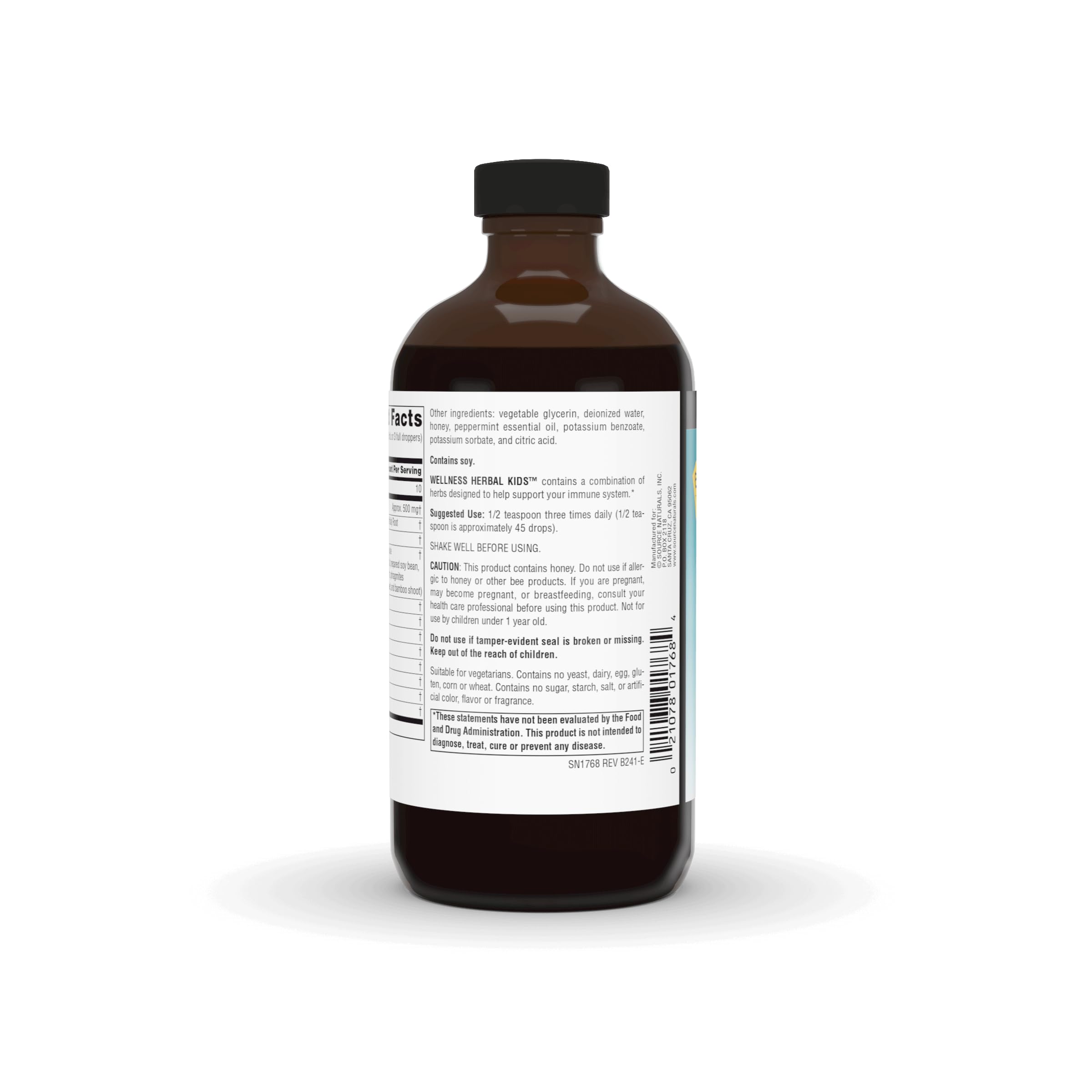 Source Naturals Wellness Herbal Kids Echinacea 45g label close-up