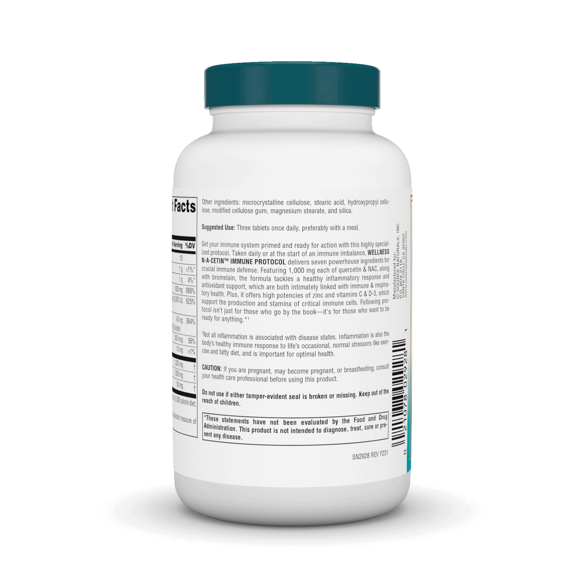 Source Naturals Wellness N-A-Cetin daily wellness Protocol tablets on a white background