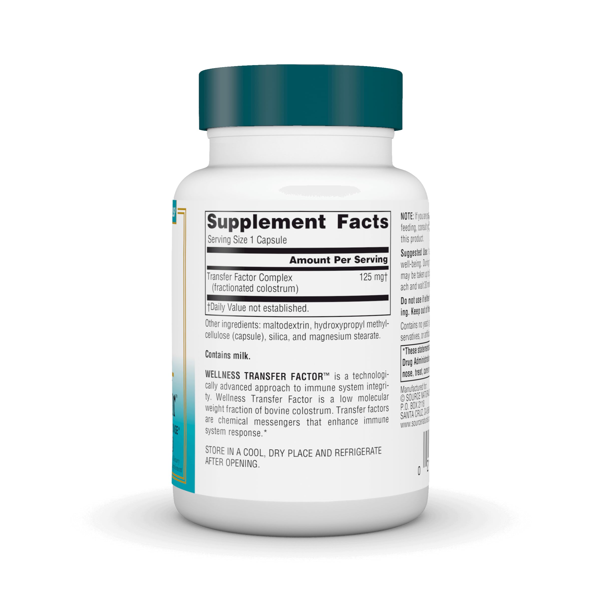 Source Naturals Wellness Transfer Factor 50g back view
