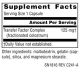 Source Naturals Wellness Transfer Factor bottle back view