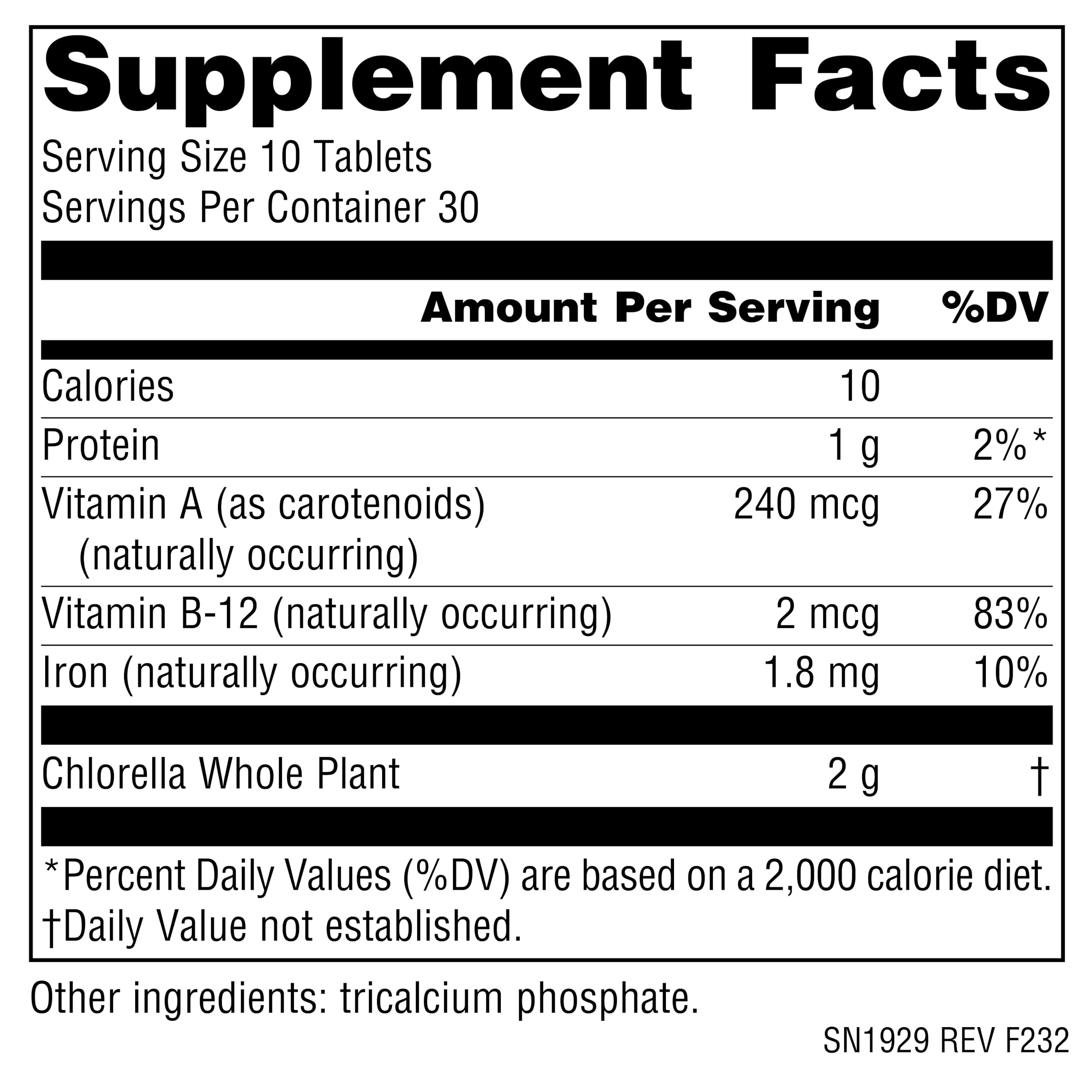 Source Naturals YAEYAMA CHLORELLA packaging side view