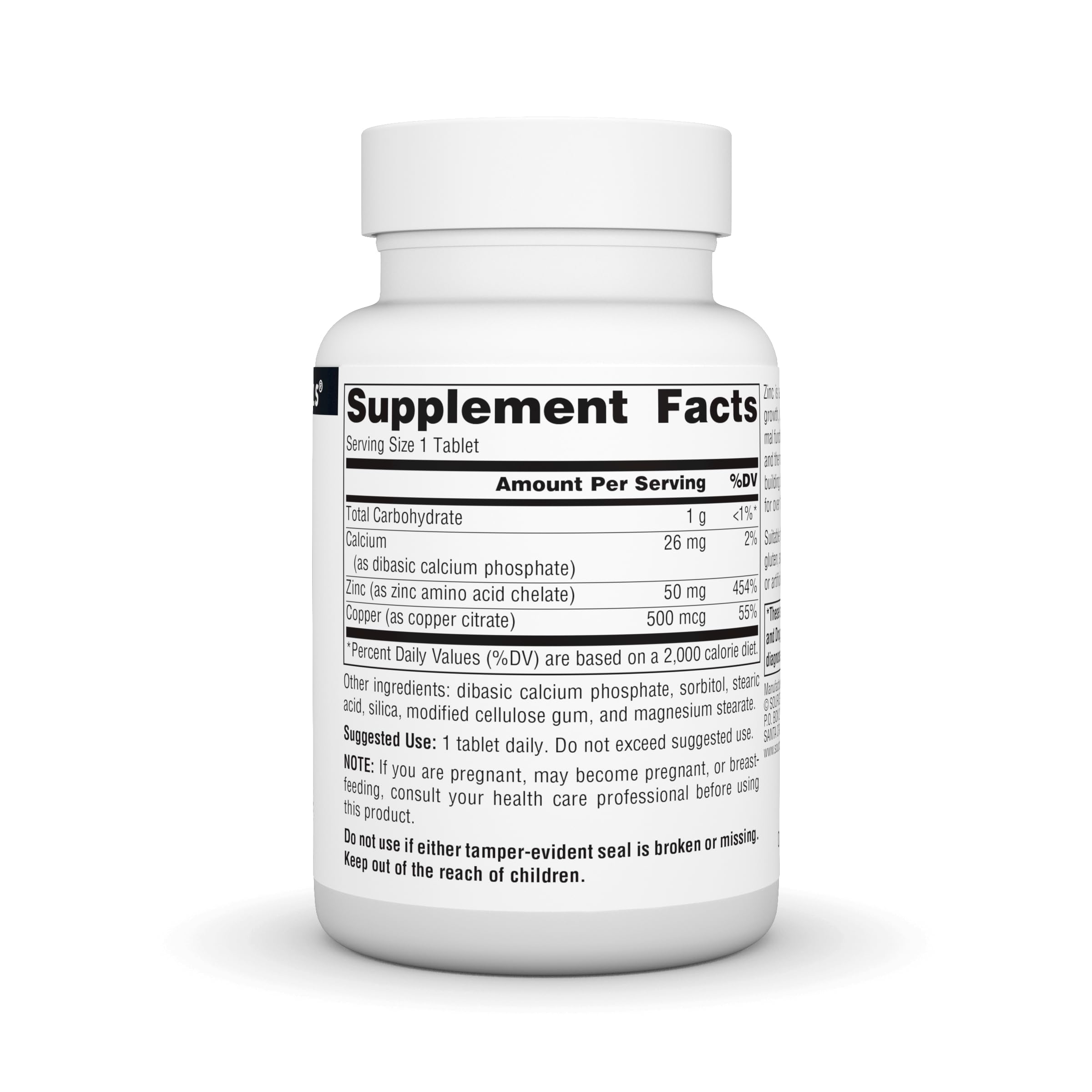 Source Naturals Zinc Supplement 109g side view