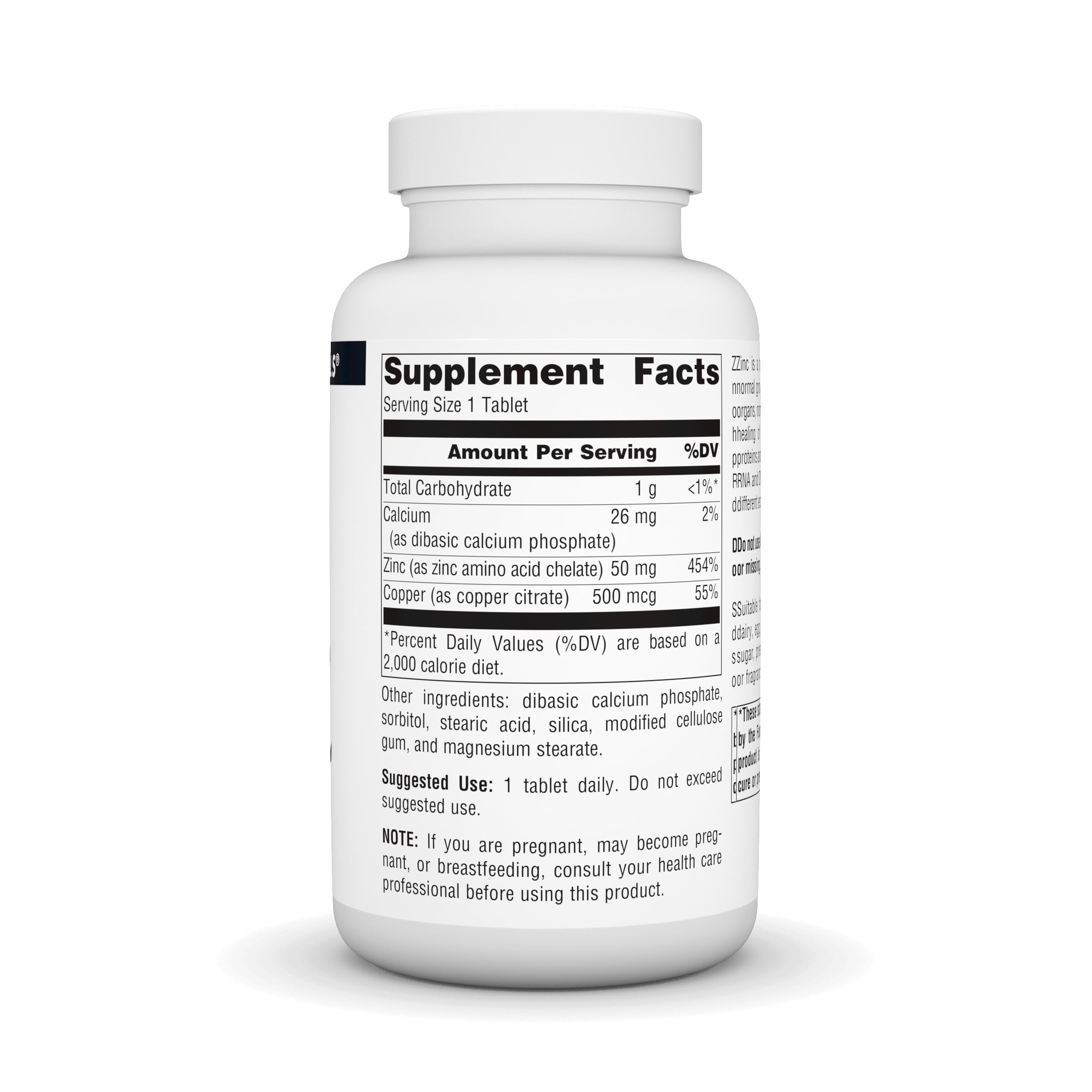 Source Naturals Zinc Supplement 45g side view