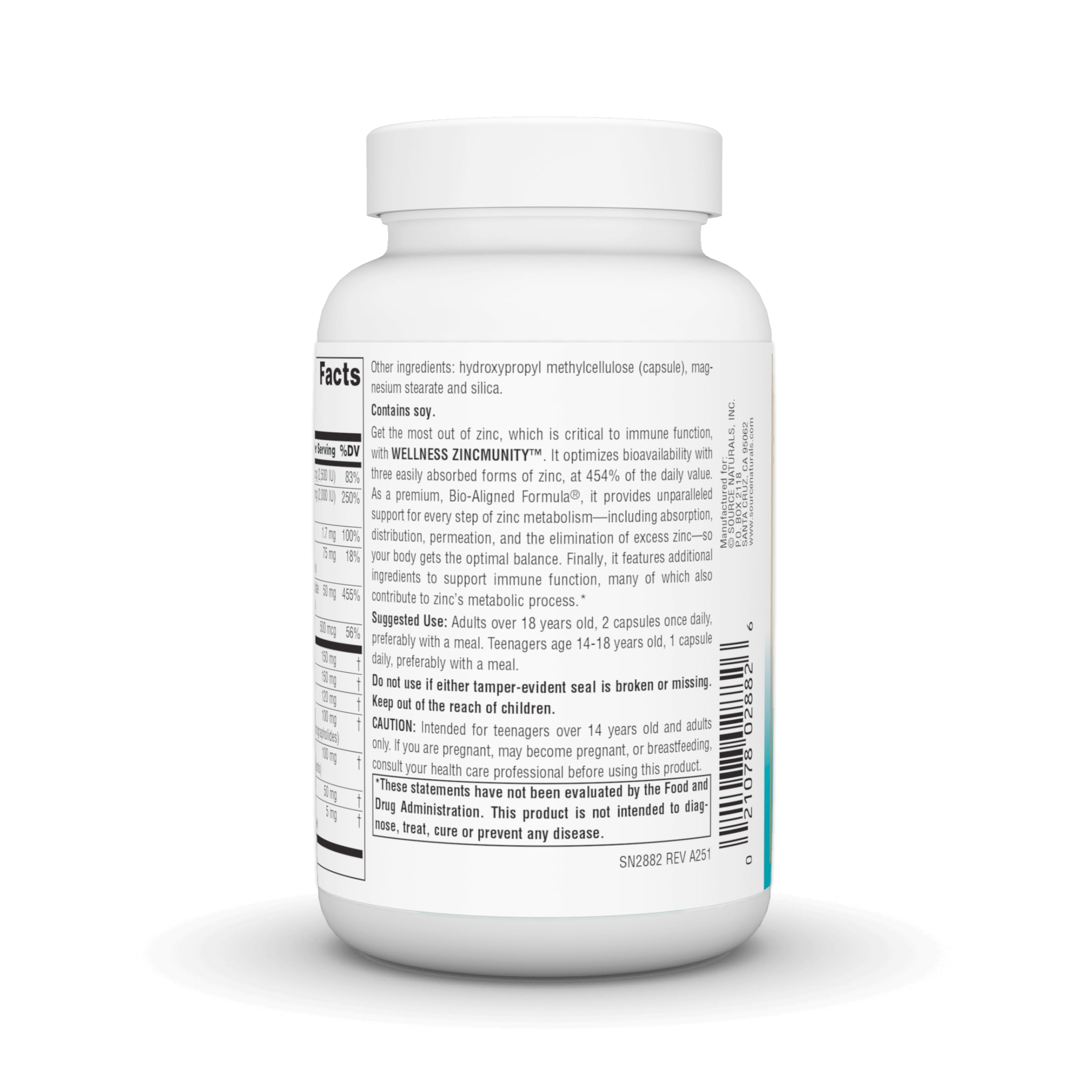 Source Naturals ZincMunity capsules on a wooden surface