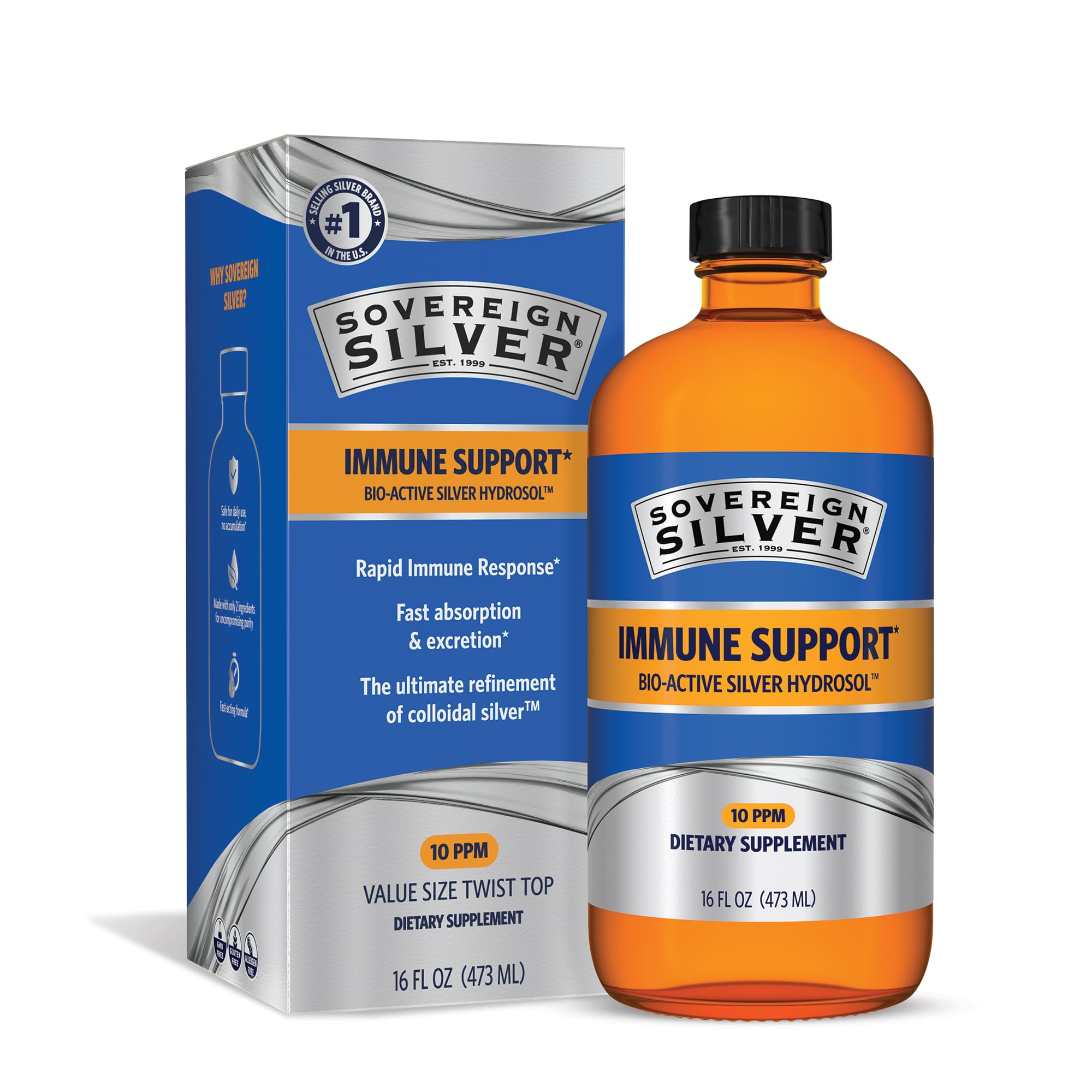 Sovereign Silver Colloidal Silver 10 PPM 454g front view