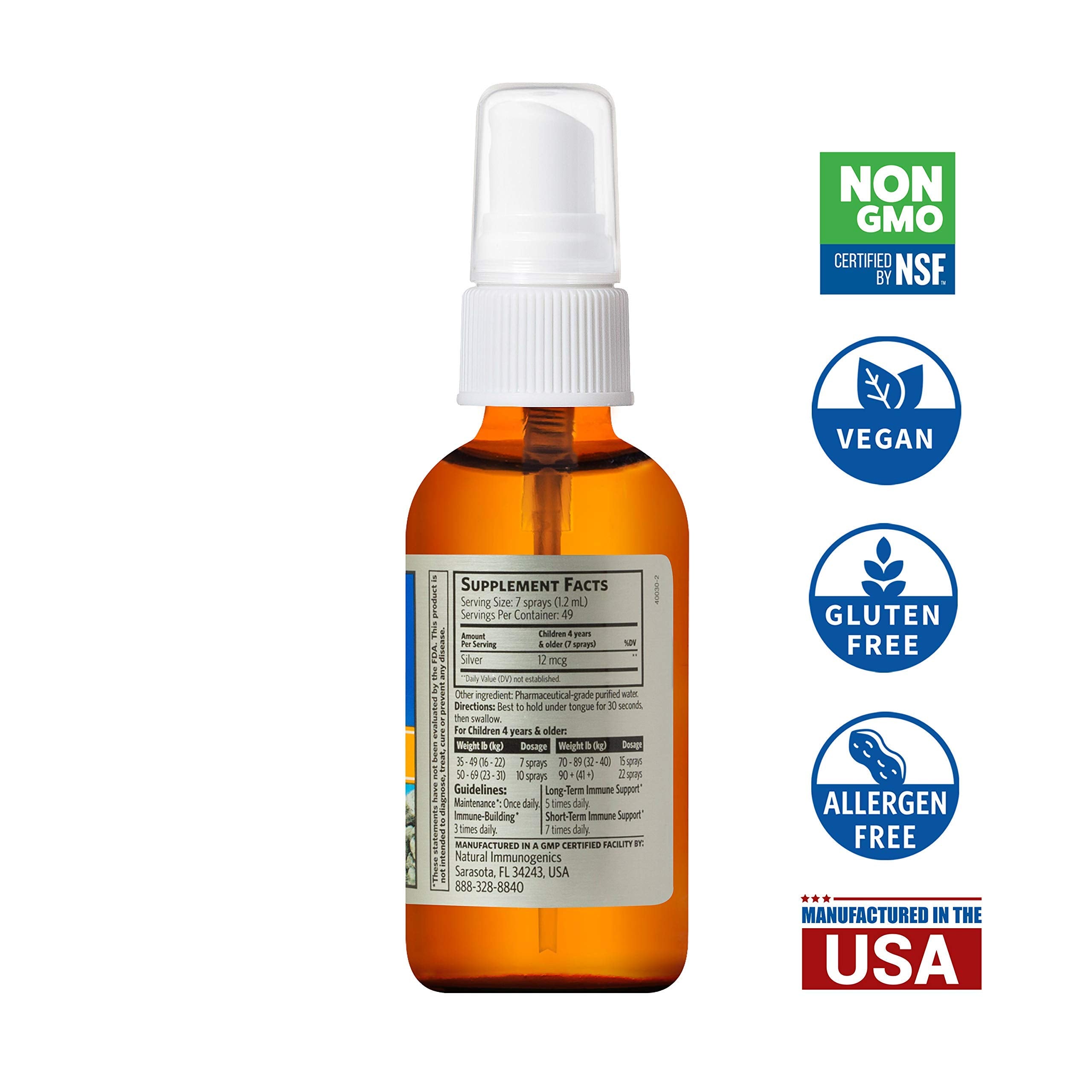 Sovereign Silver Colloidal Silver Spray for Kids 60g in amber glass