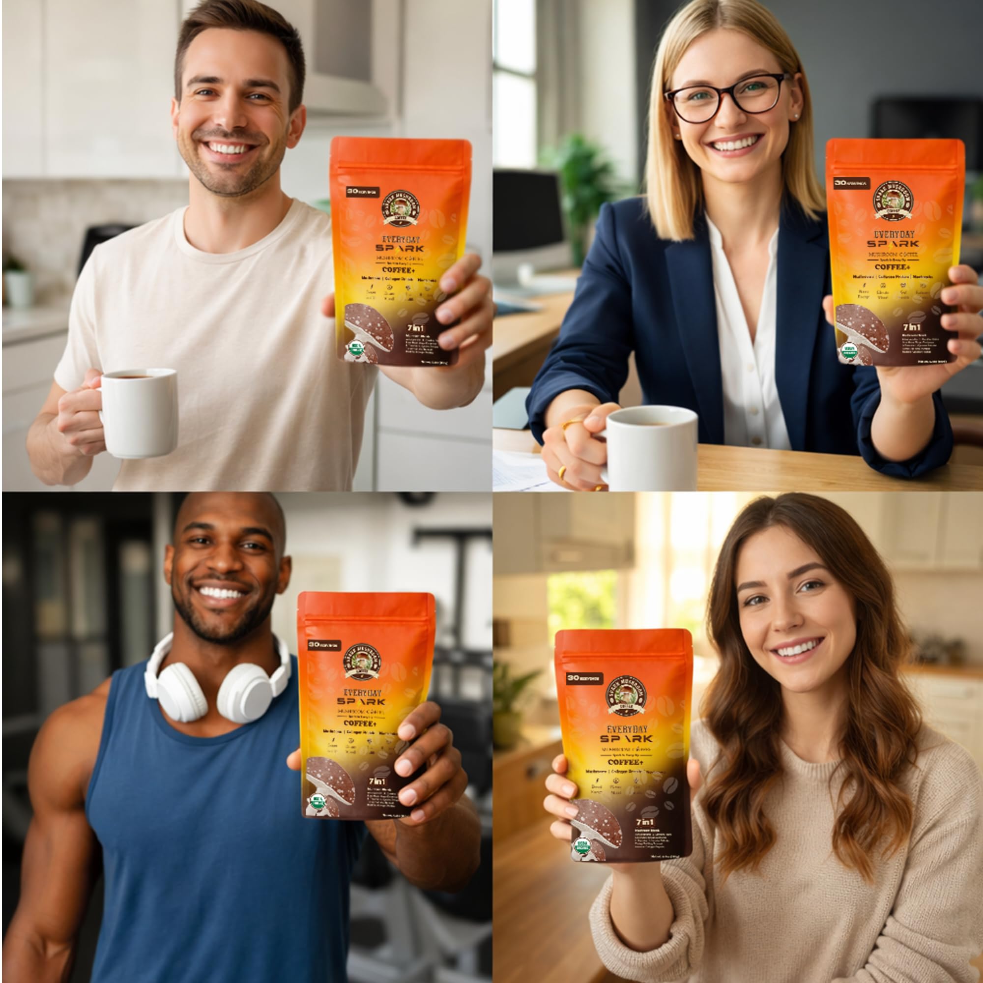 Spark Mushroom Coffee prepared as a frothy blended drink
