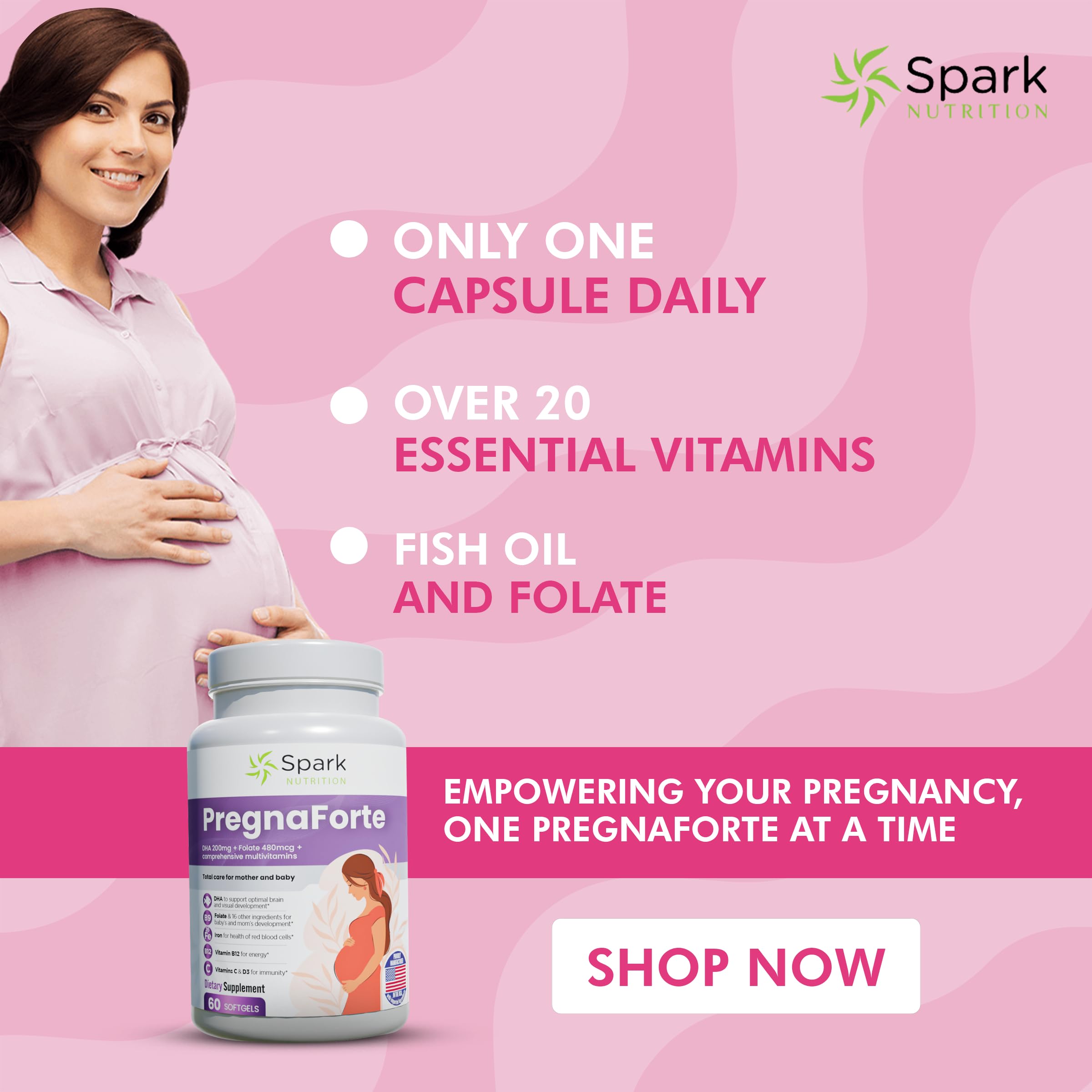 Spark Nutrition Prenatal Multivitamin 60 Capsules ingredients list