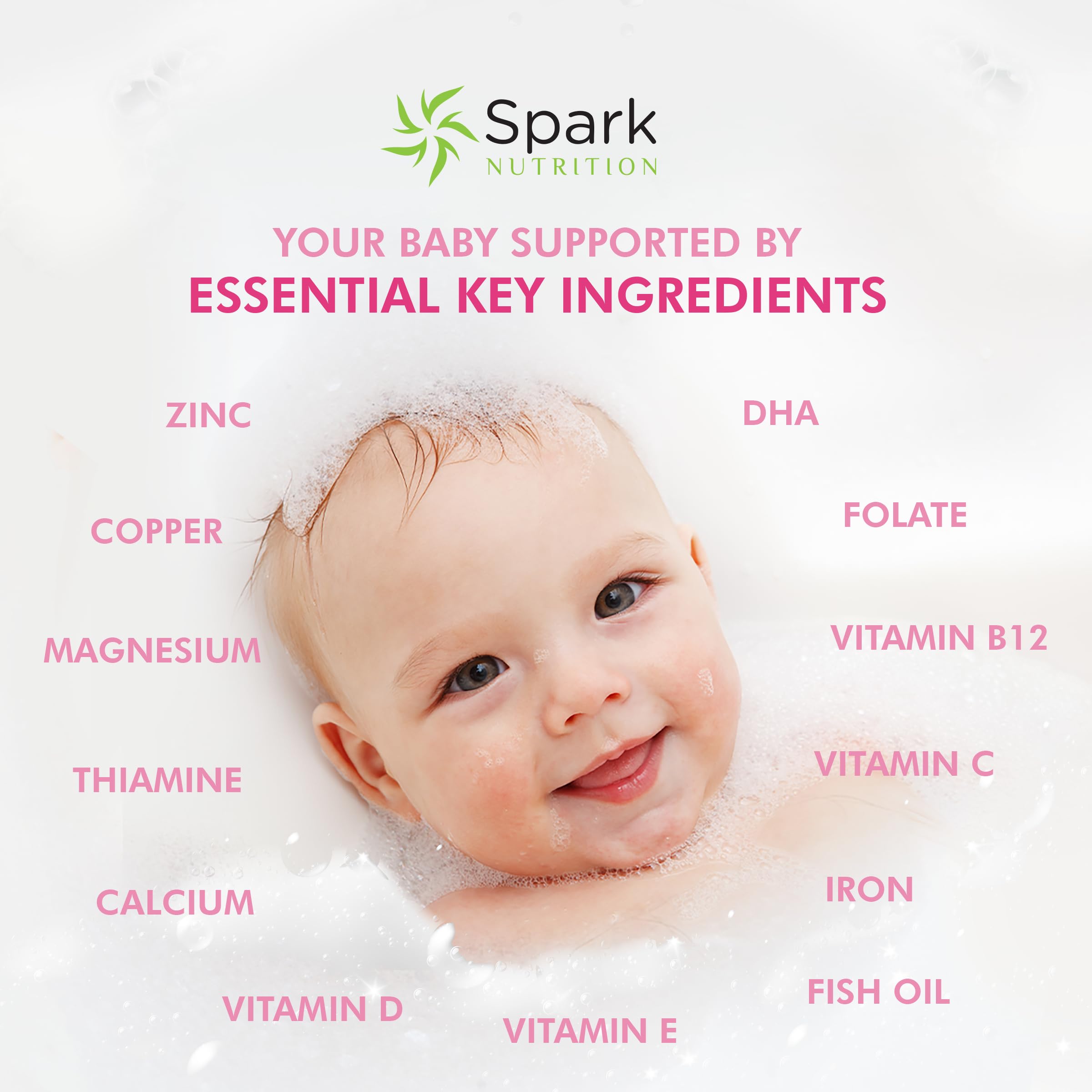 Spark Nutrition Prenatal Multivitamin 60 Capsules with a measuring spoon