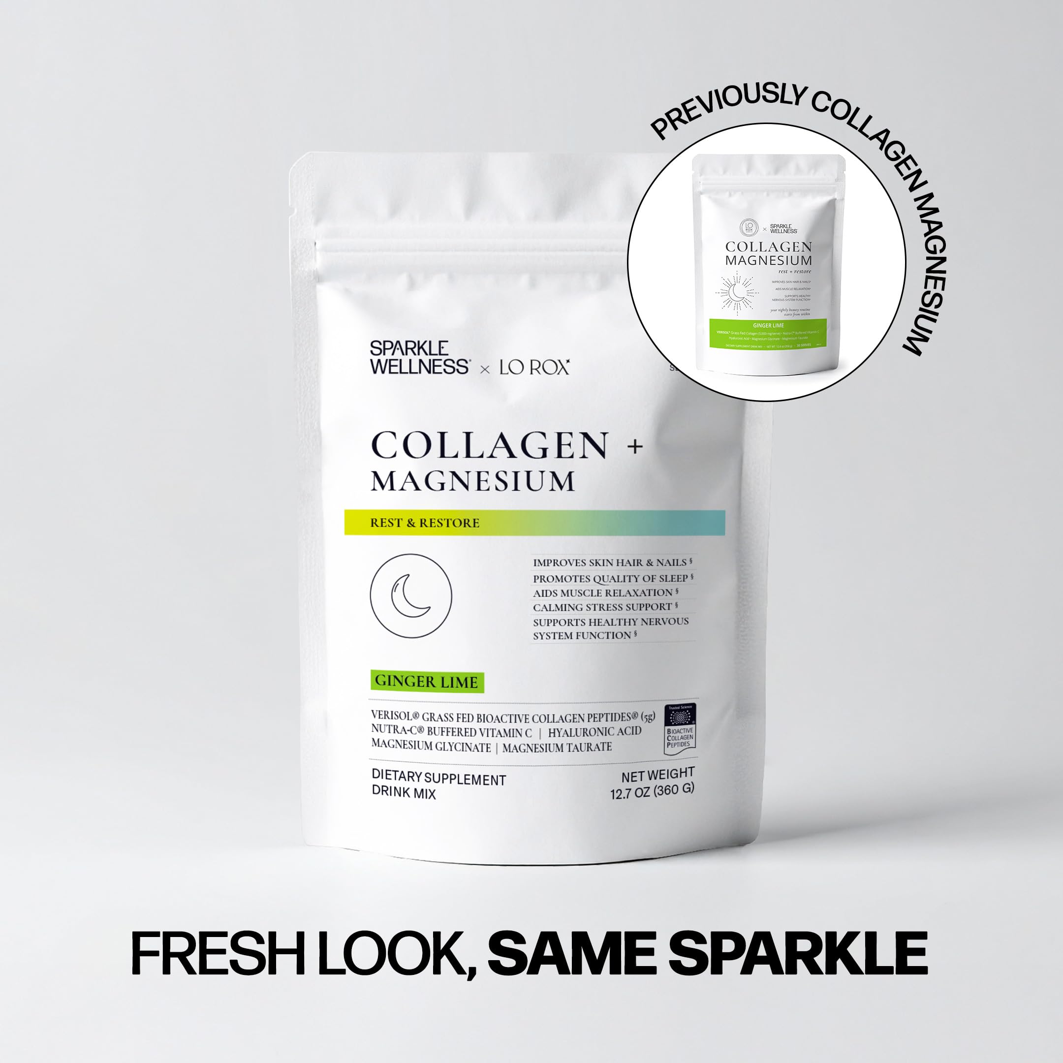 Sparkle Wellness Collagen Magnesium Rest + Restore 357g packaging back view