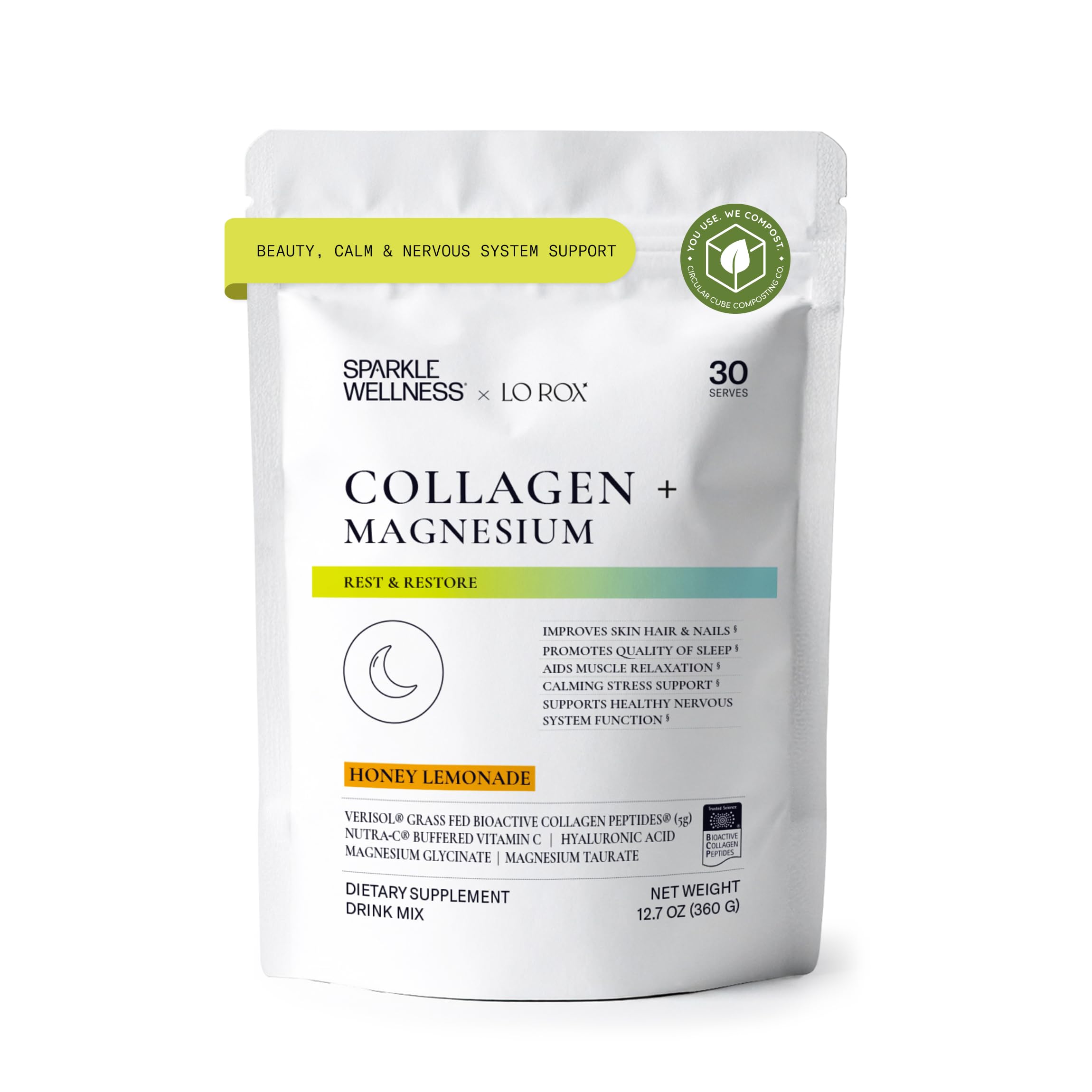 Sparkle Wellness Collagen Magnesium Rest + Restore 363g front view