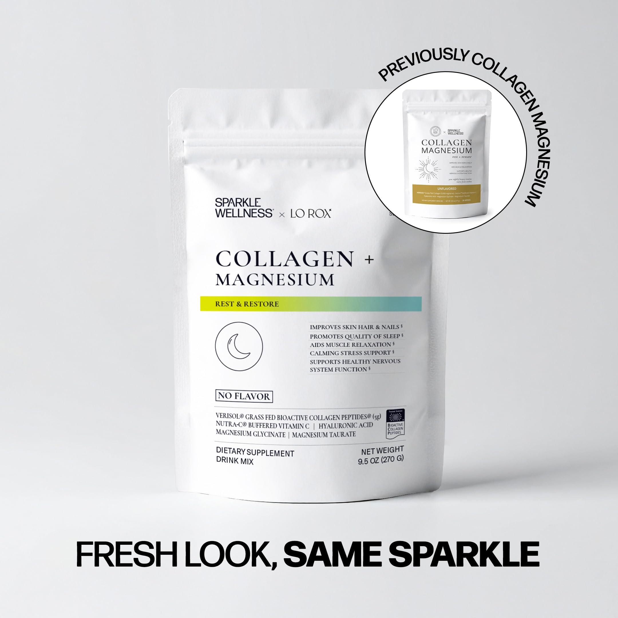 Sparkle Wellness Collagen Supplement side view with packaging details