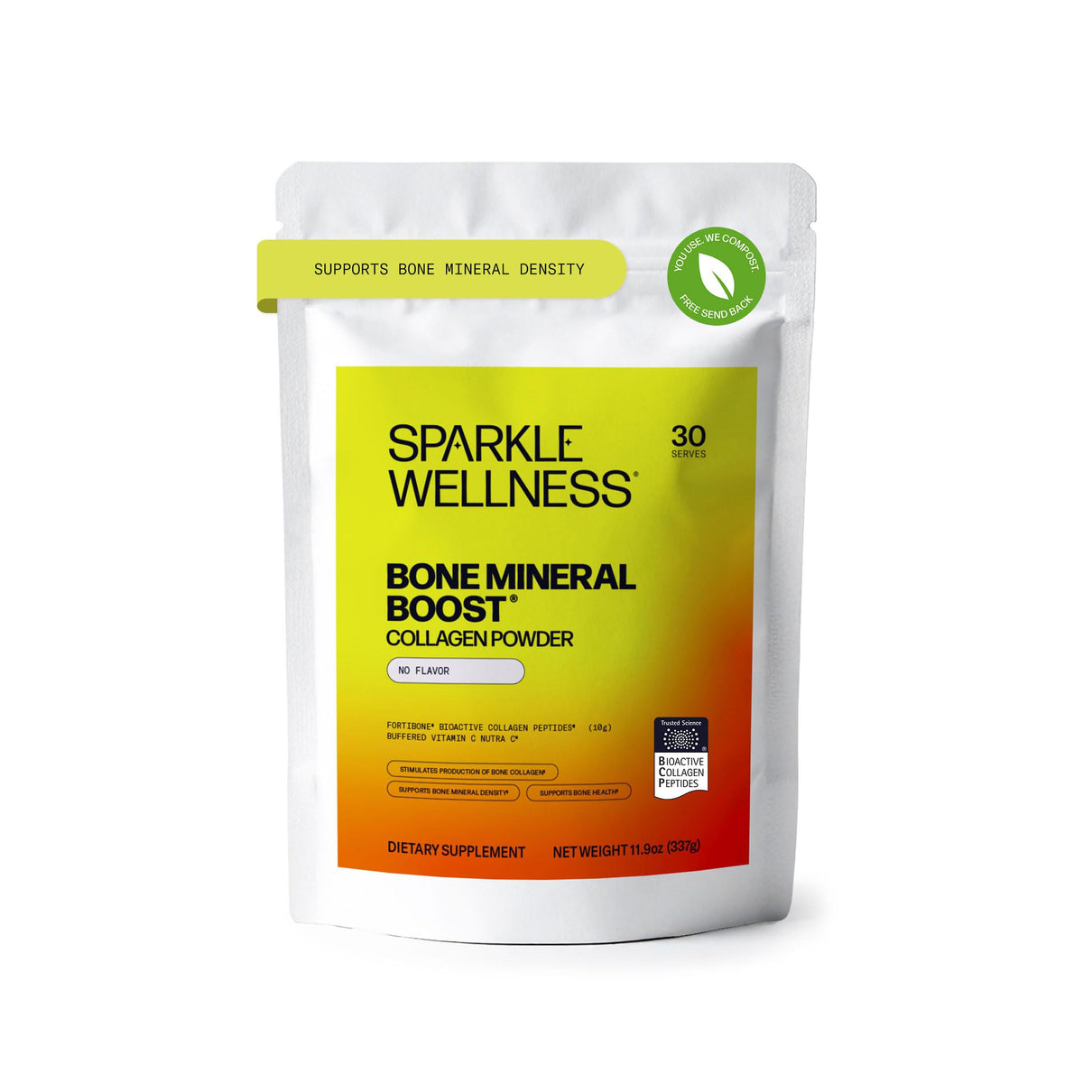 Sparkle Wellness FORTIBONE Collagen 490g pouch front view
