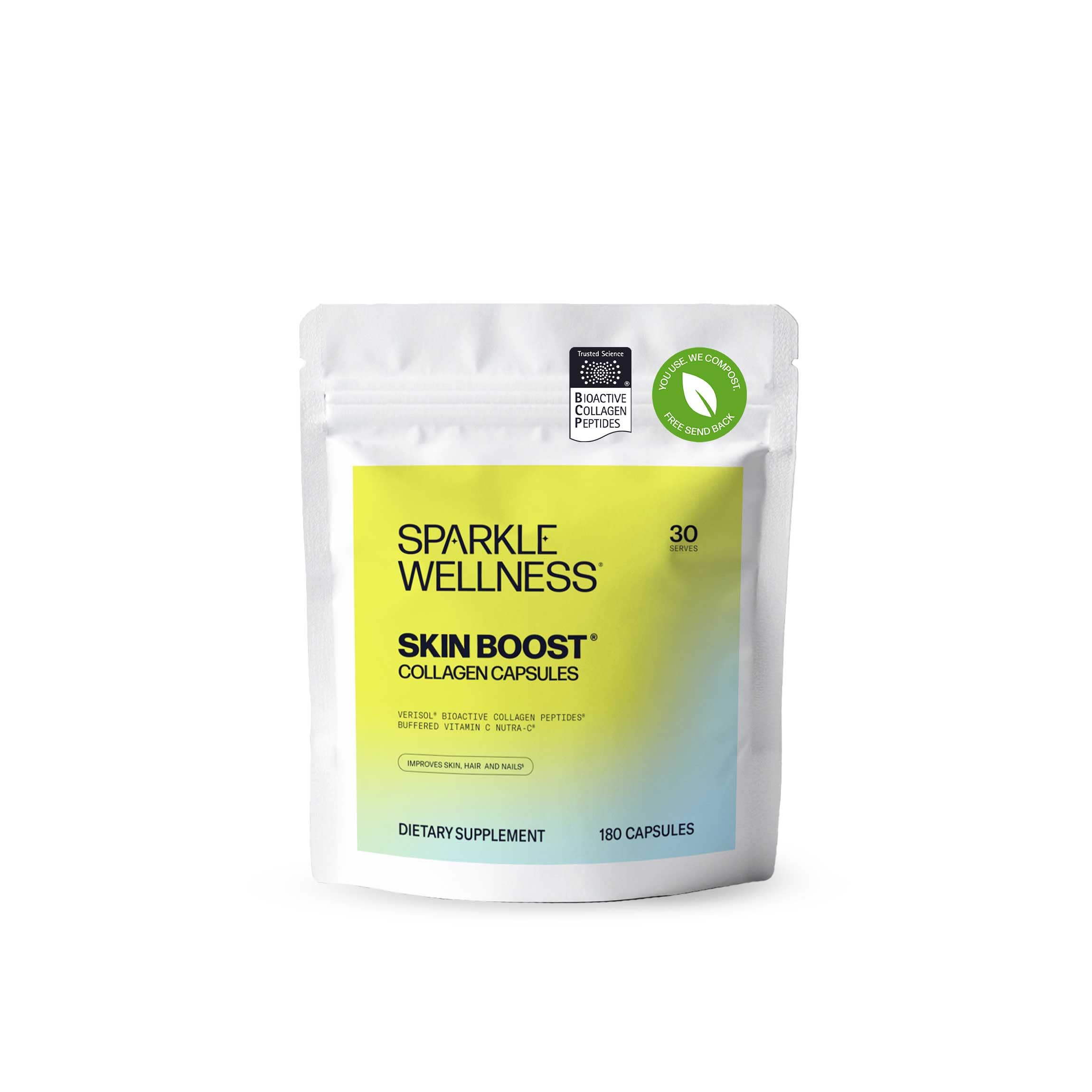 Sparkle Wellness Skin support Collagen Capsules front view