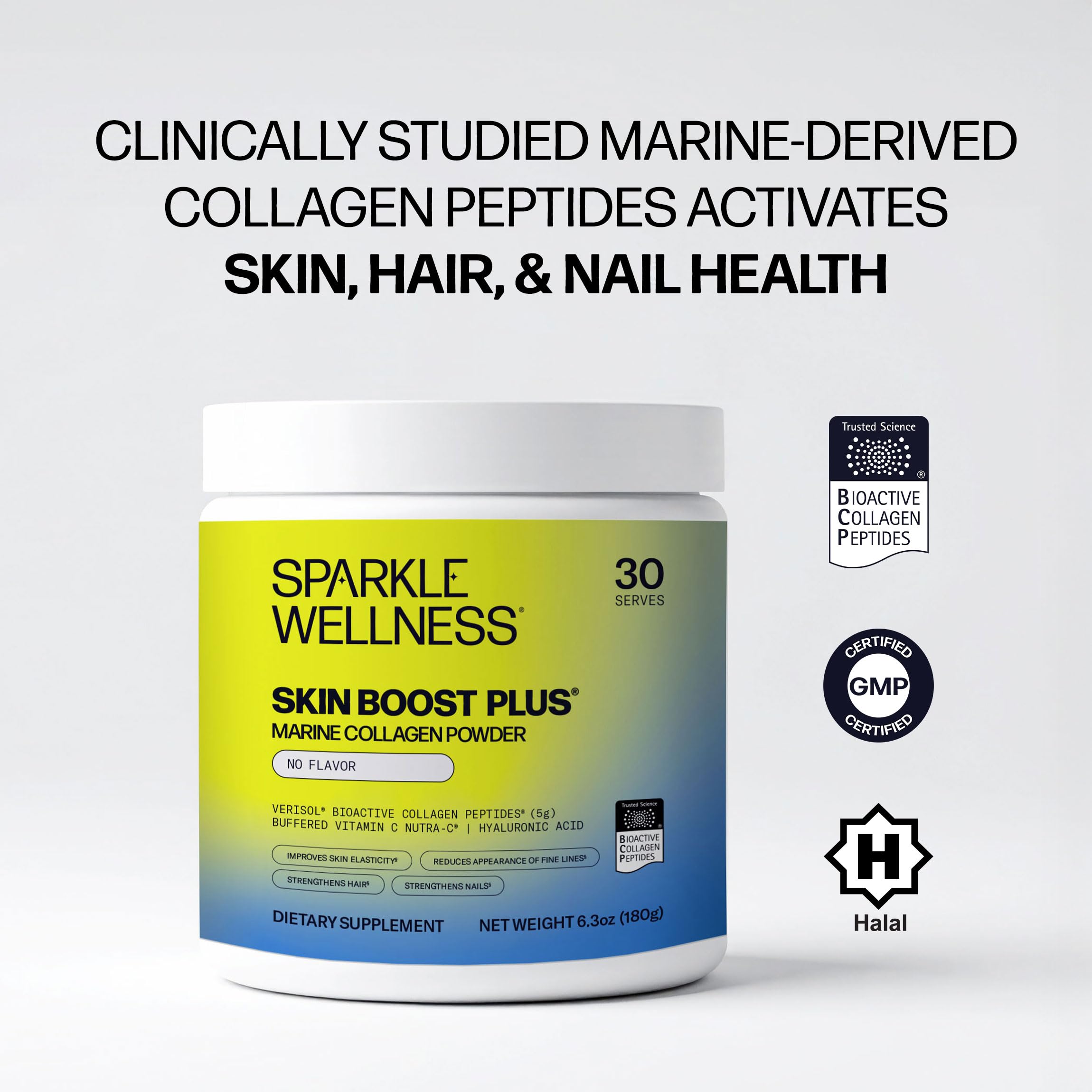 Sparkle Wellness Skin support Plus Marine Collagen Powder packaging