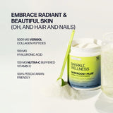 Sparkle Wellness Skin support Plus Marine Collagen Powder scoop with beverage