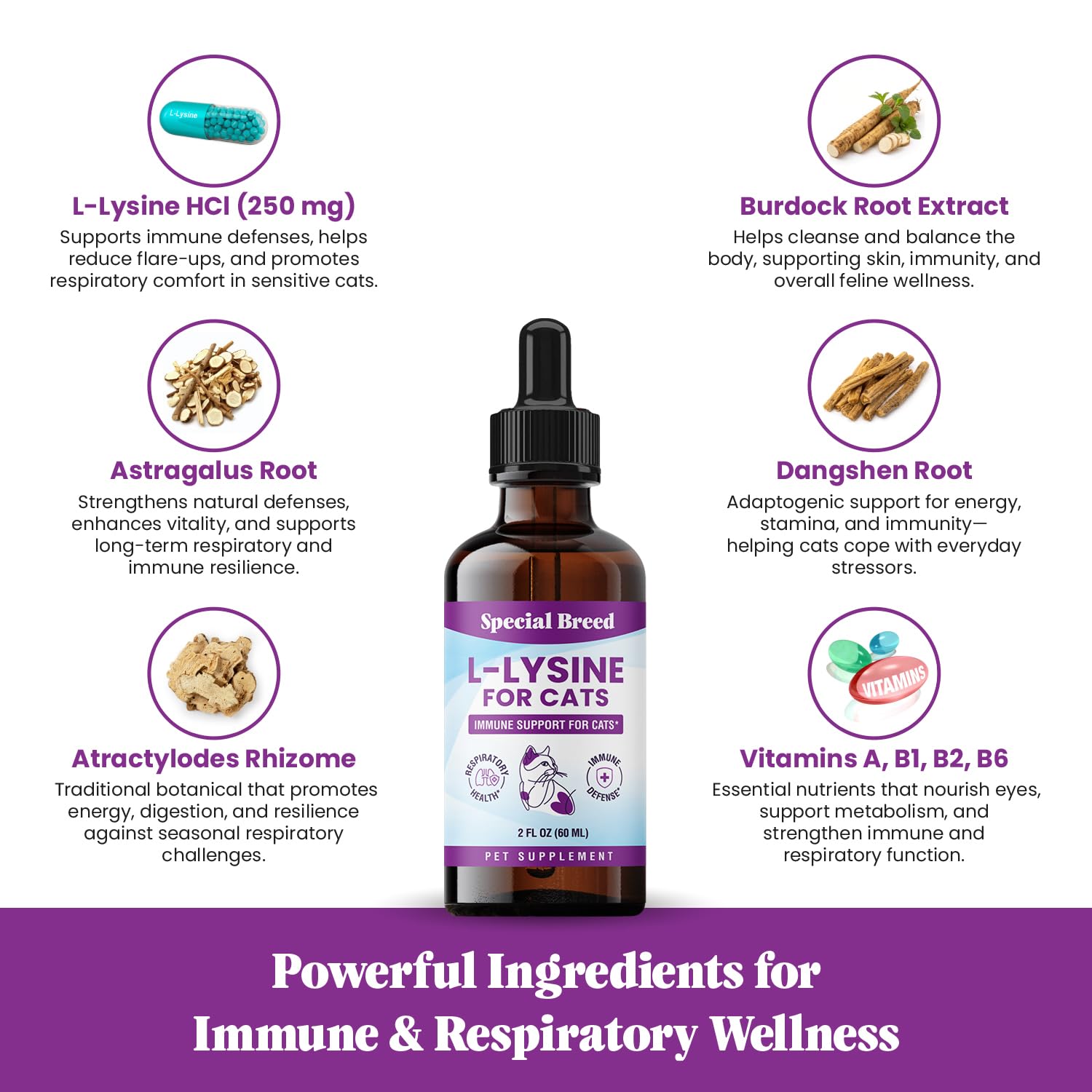 Special Breed L-Lysine for Cats 250mg liquid drops side view