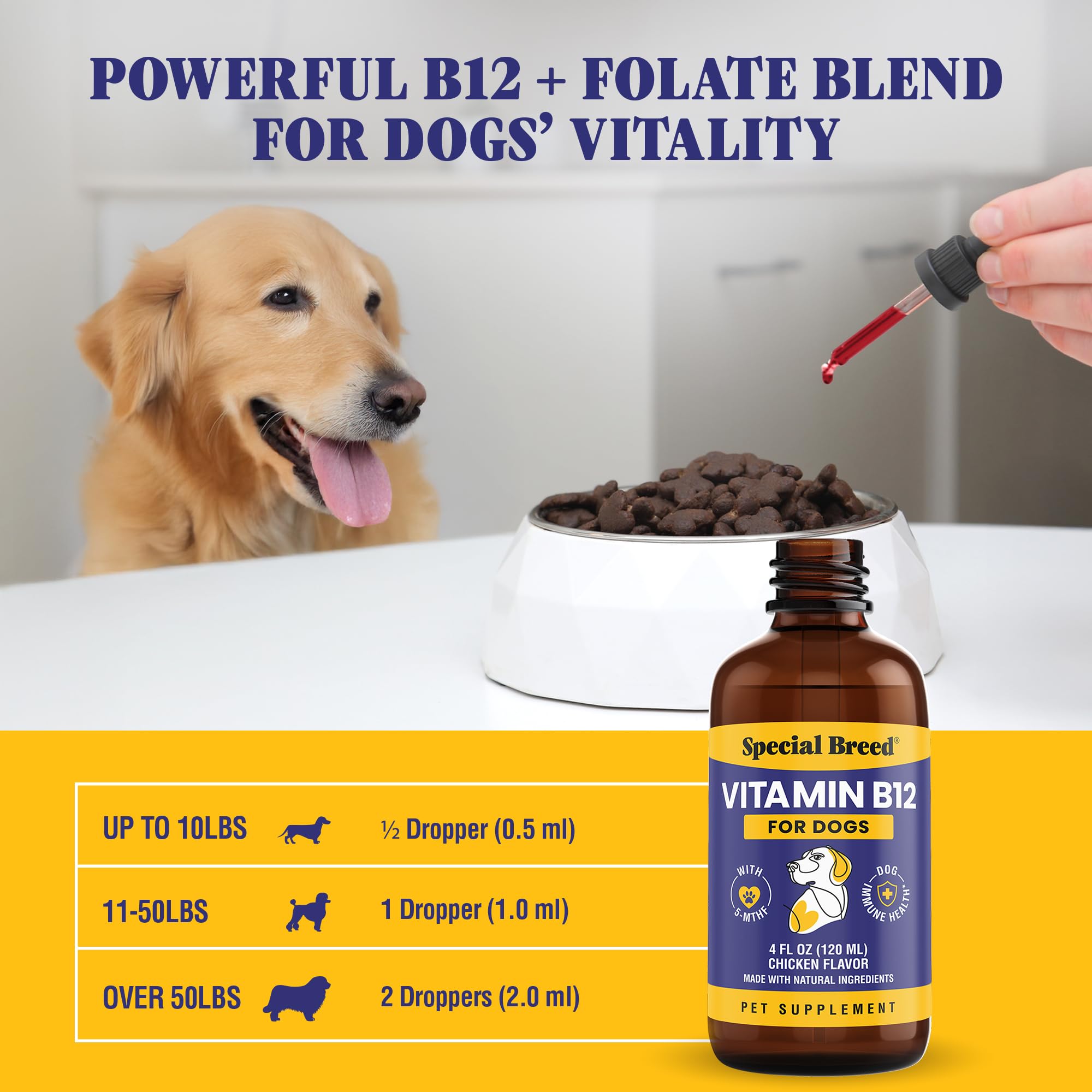 Special Breed Liquid B12 Supplement for Dogs close-up of label