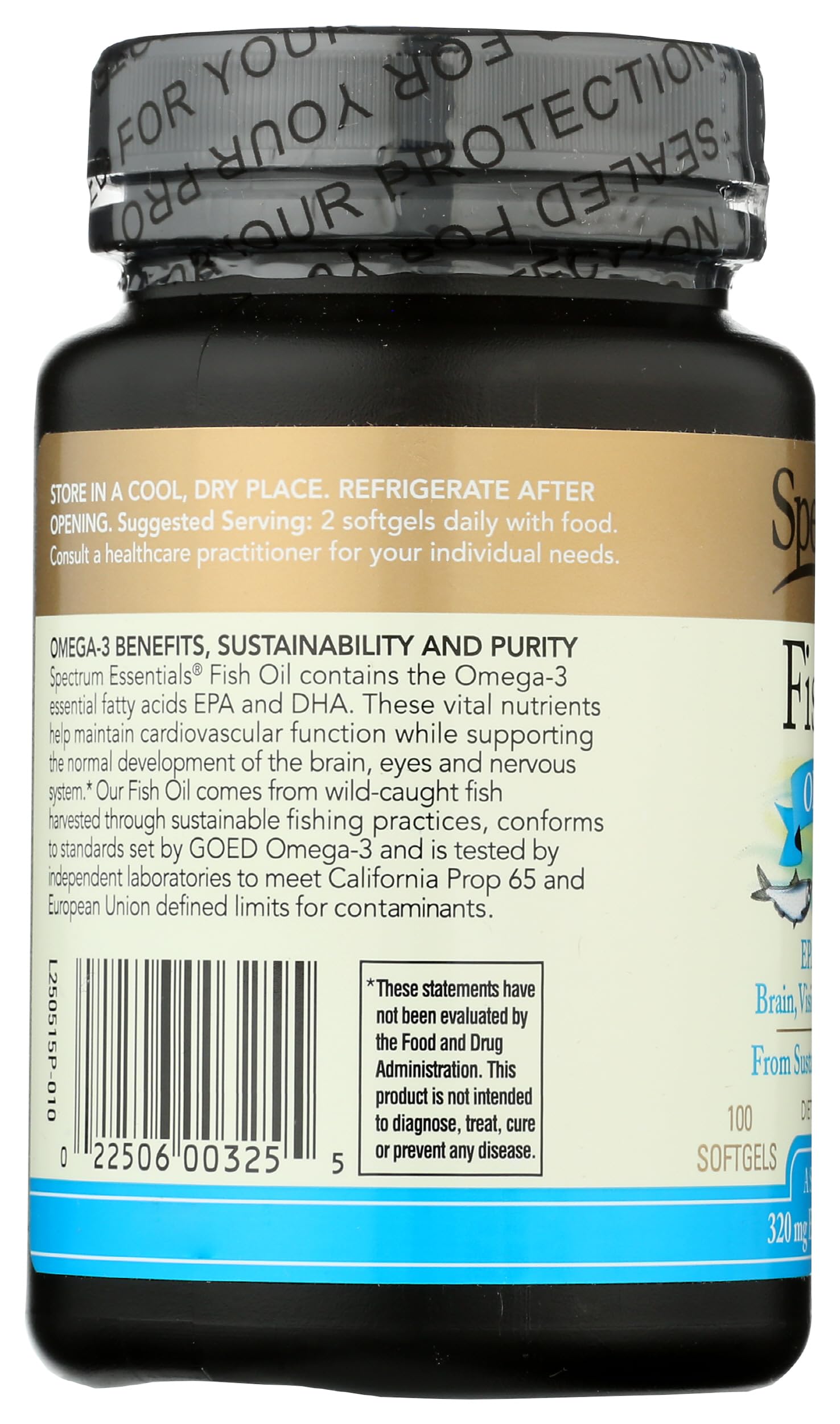 Spectrum Pure Fish Oil Softgels with a measuring spoon