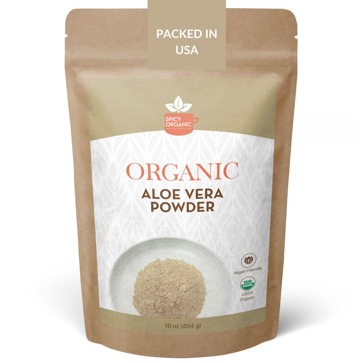 SPICY ORGANIC Aloe Vera Powder 109g front view
