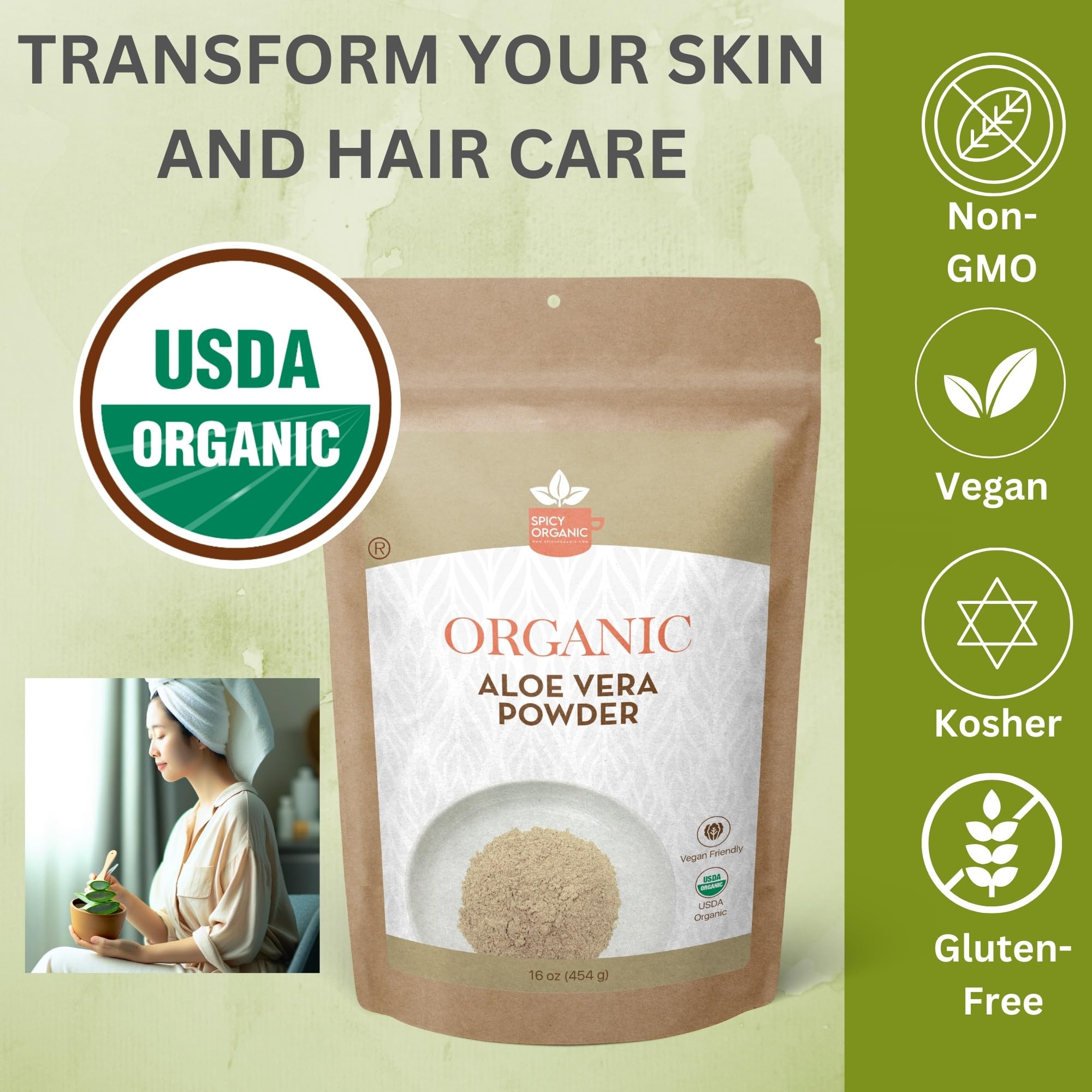 SPICY ORGANIC Aloe Vera Powder mixed with water