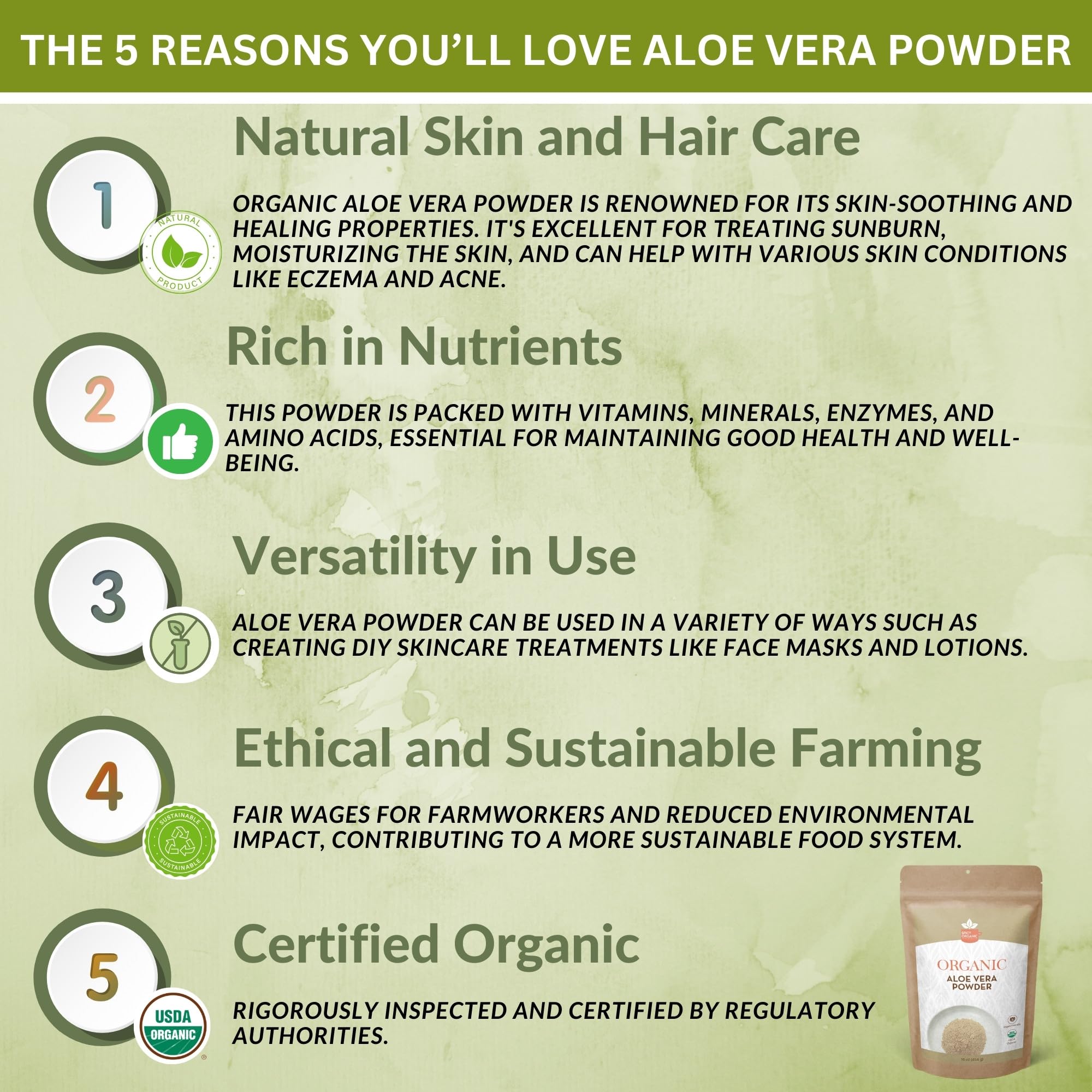 SPICY ORGANIC Aloe Vera Powder packaging