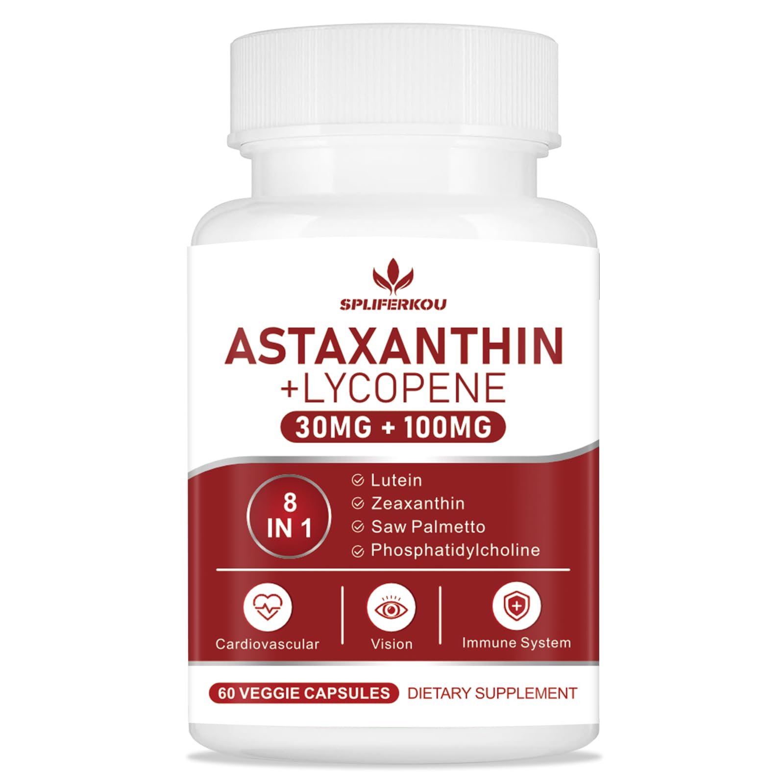 Spliferkou Astaxanthin Supplement 60 capsules front view