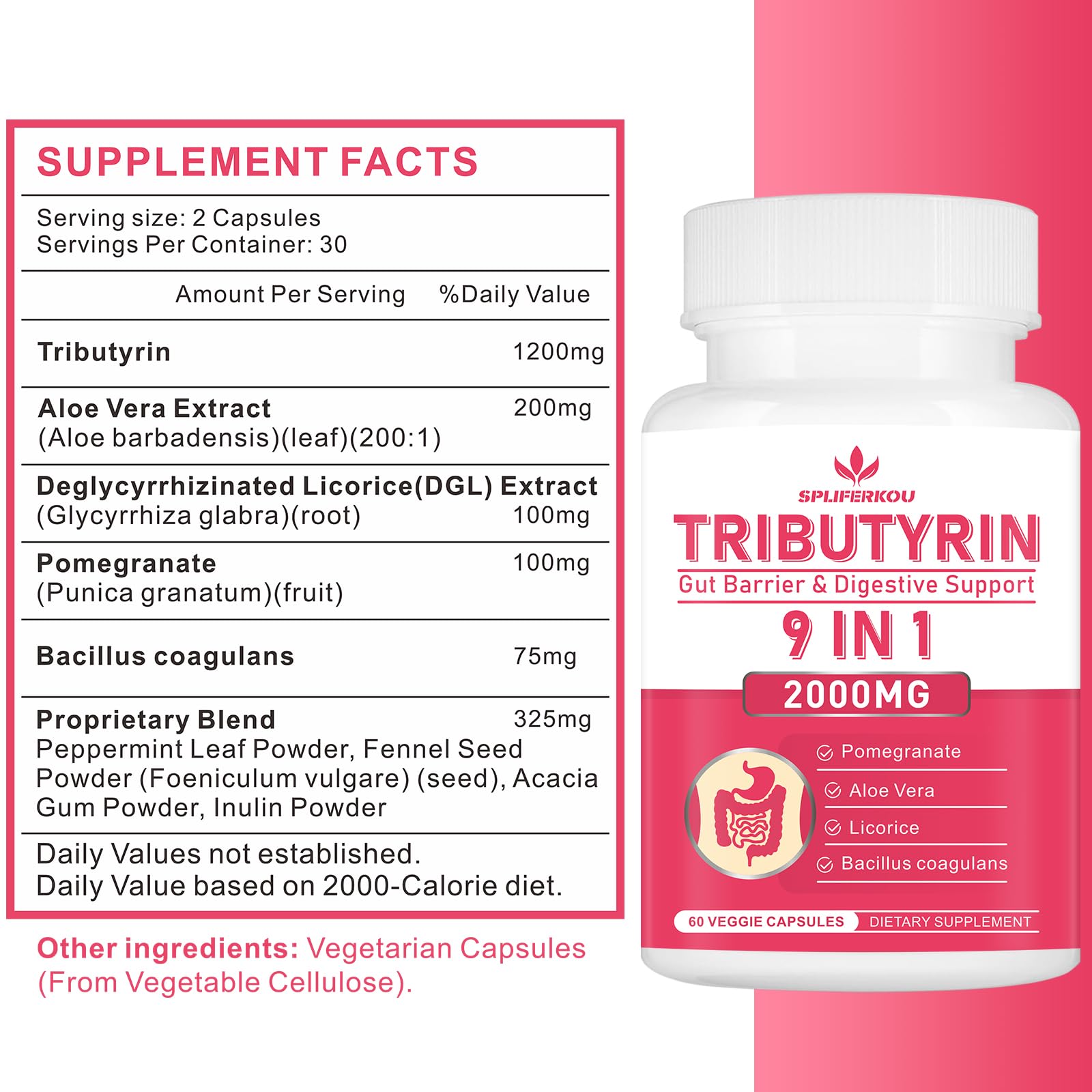 Spliferkou Tributyrate a daily routine Supplement 900mg side view