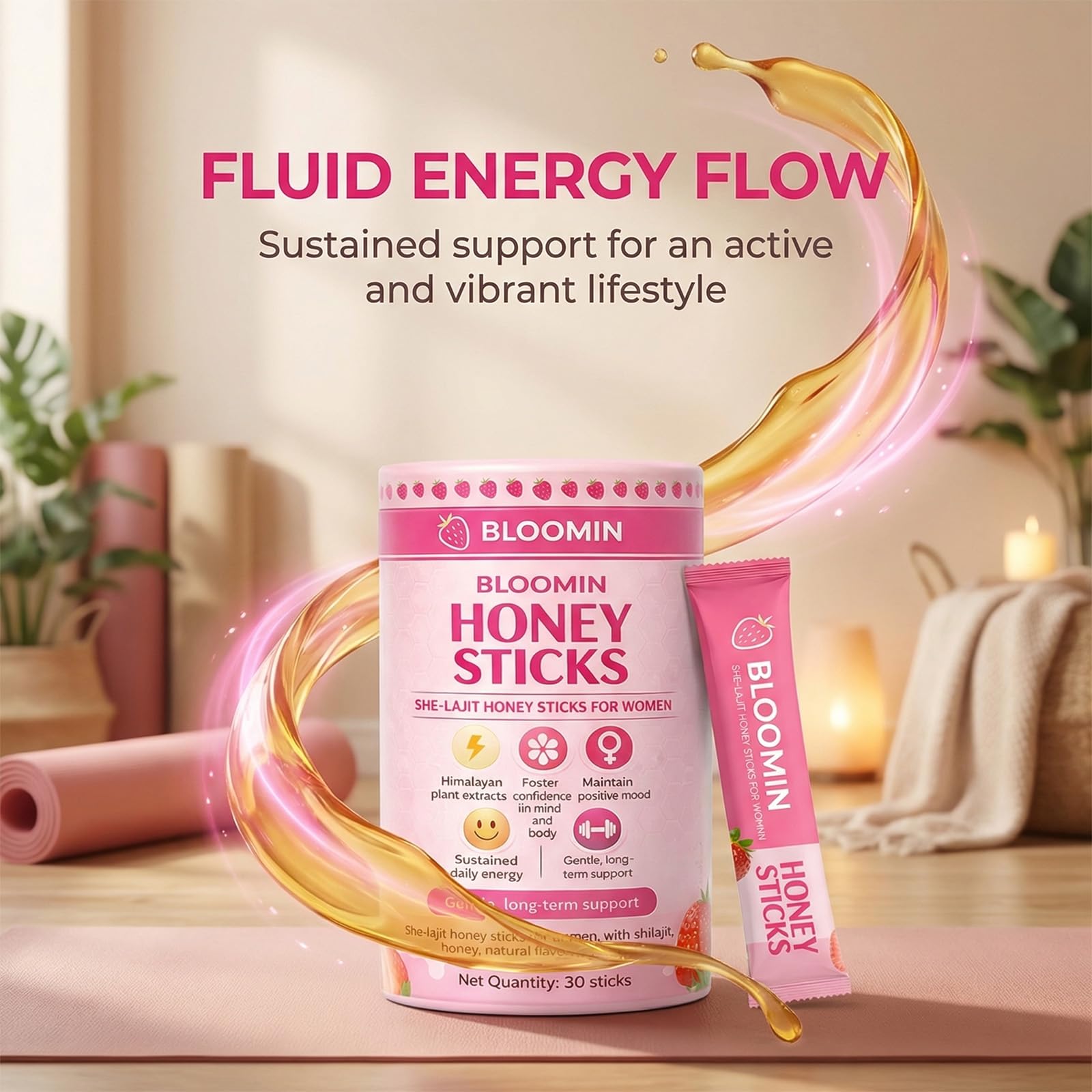 SPNUTRITION Bloomin She-Lajit Honey Sticks showing stick contents