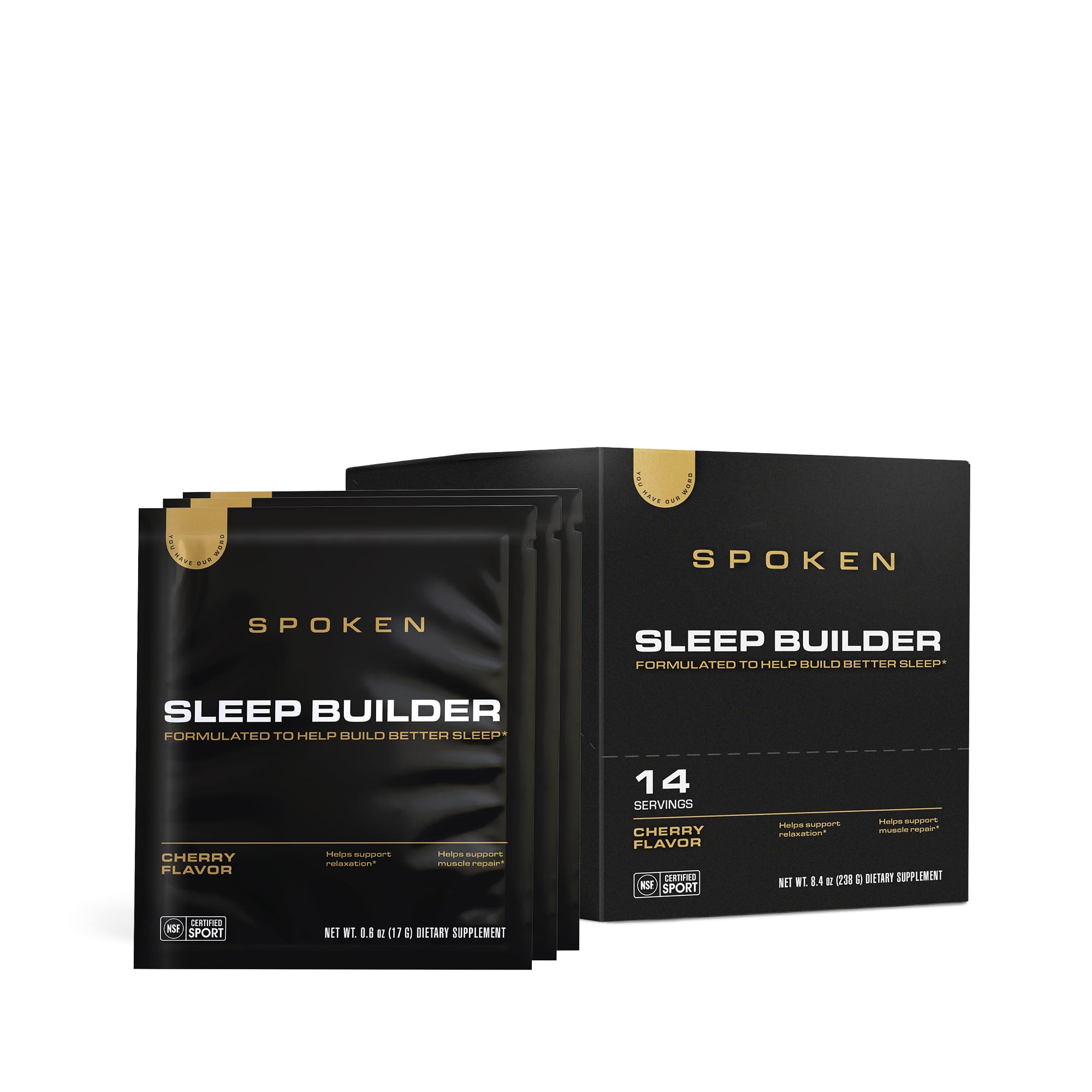 Spoken Sleep Builder Sachets 14ct Cherry front view with packaging