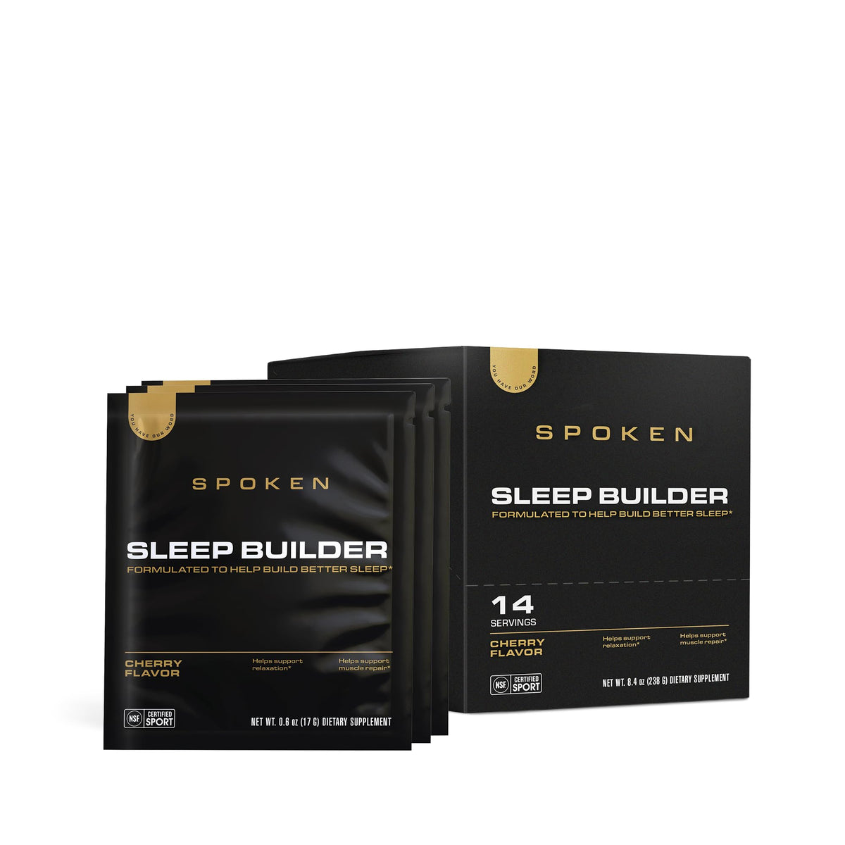 Spoken Sleep Builder Sachets 14ct Cherry front view with packaging