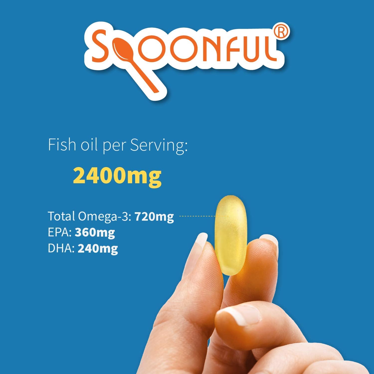 Spoonful Fish Oil Omega 3 Supplements 2400mg softgel close-up