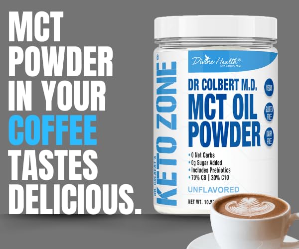 Spoonful of Divine Health MCT Oil Powder on a kitchen counter
