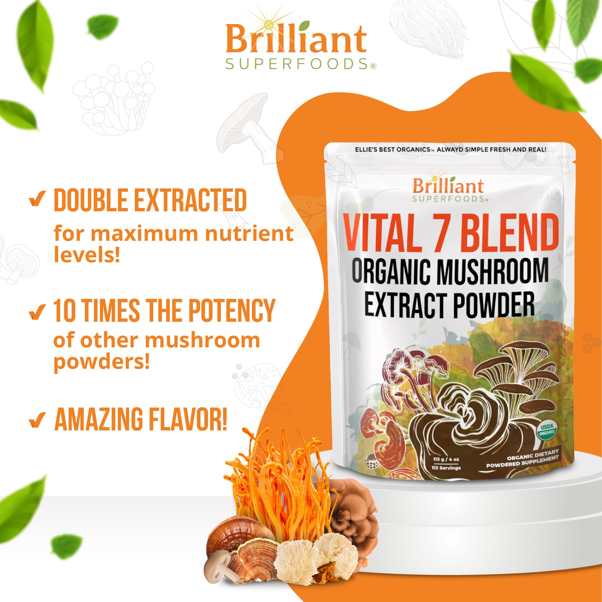 Spoonful of Ellie's Best Vital 7 Mushroom Blend powder