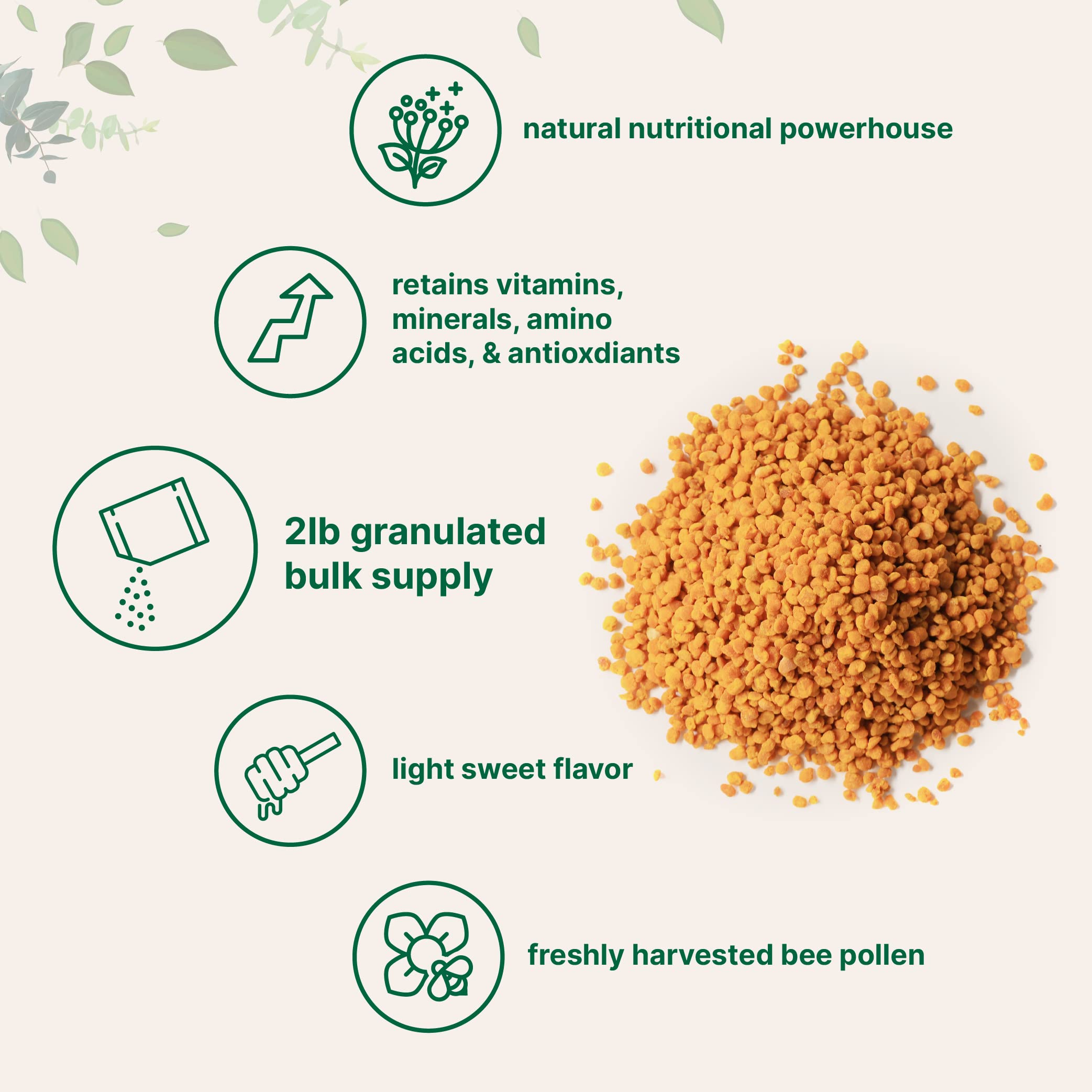 Spoonful of Micro Ingredients Bee Pollen Granules on a wooden table