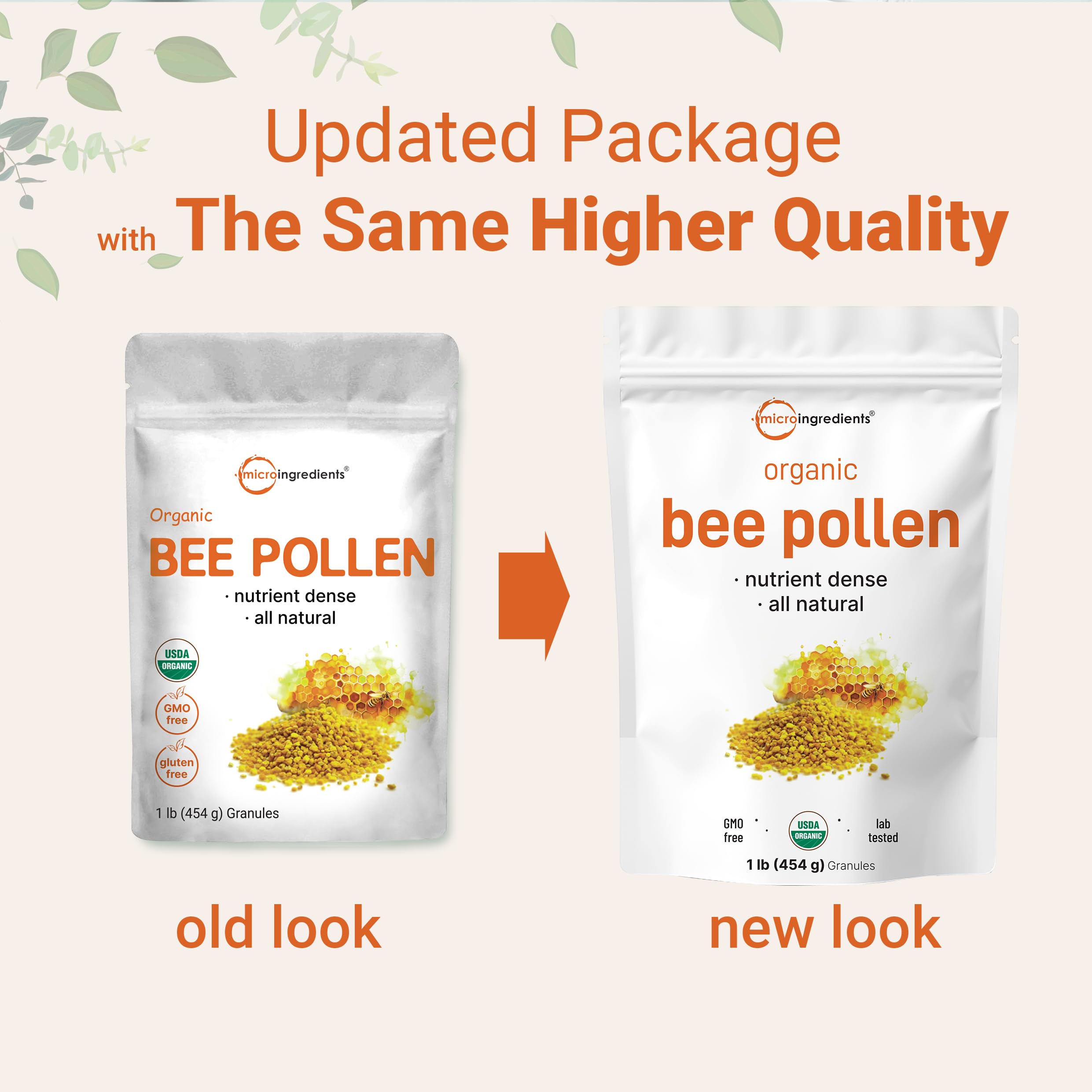Spoonful of Micro Ingredients Organic Bee Pollen Granules on a wooden table